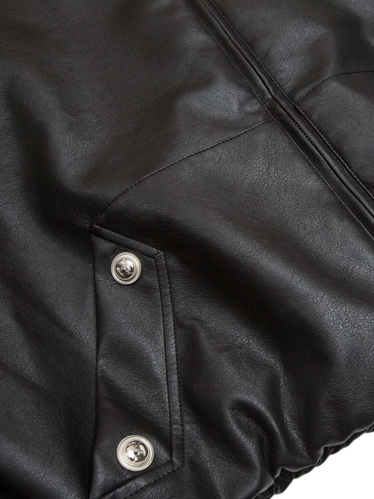 Rivet Pocket Fur Hooded Fleece Leather Jacket