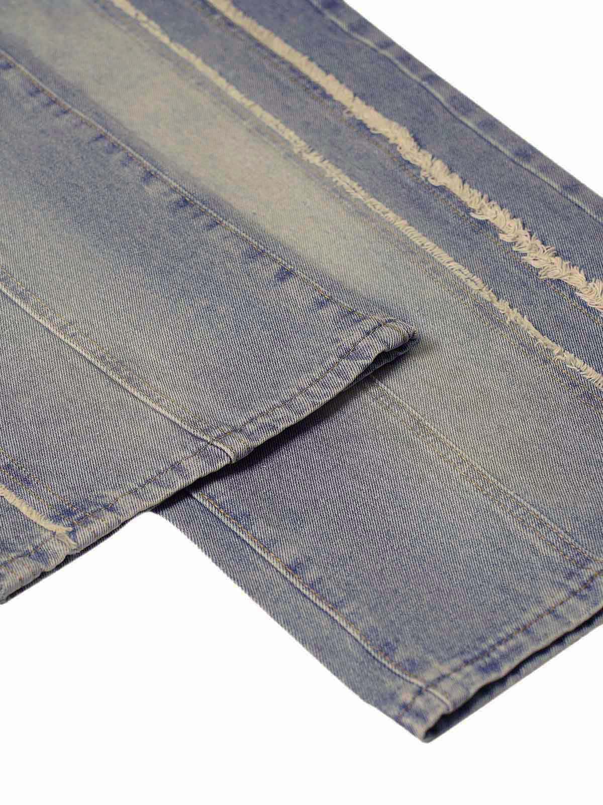 Thesupermade Washed Distressed Raw Edge Baggy Jeans - 2271