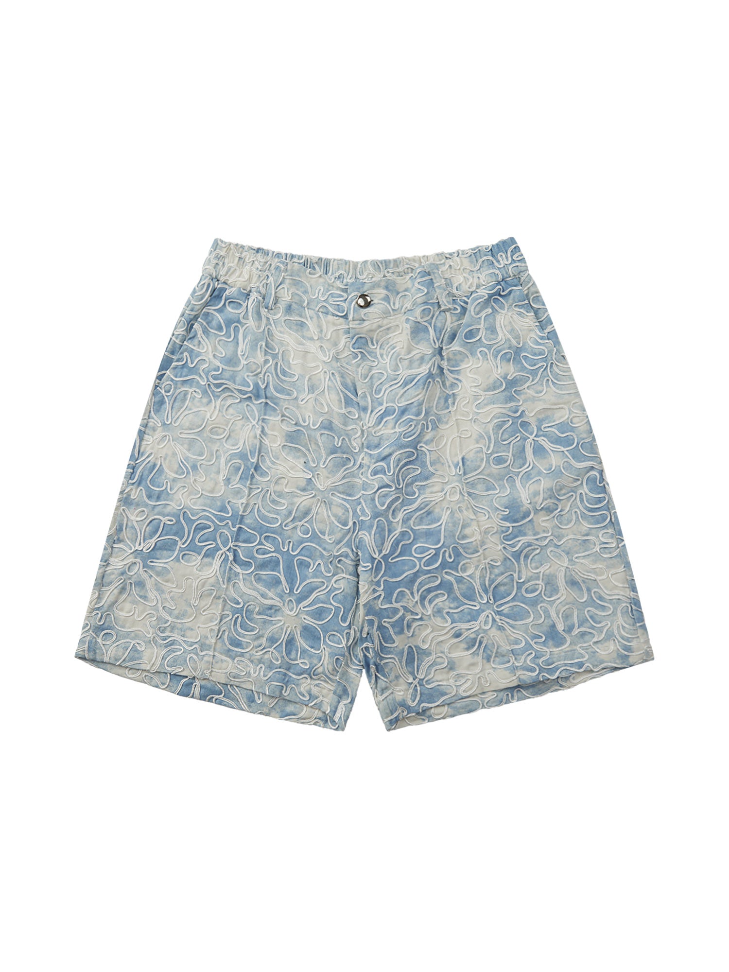 Thesupermade Ink Tie-dye Embroidered Floral Hip-Hop Shorts