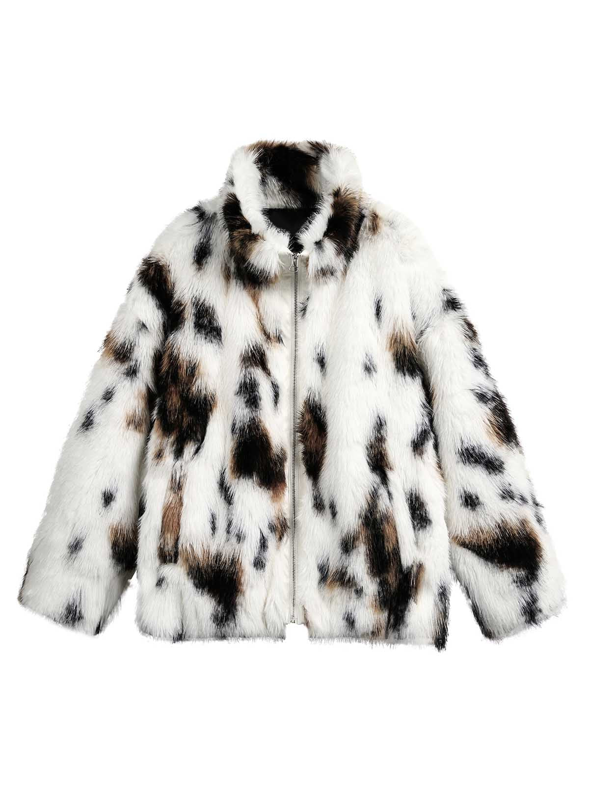 Thesupermade Contrast Color Faux Fur Jacket