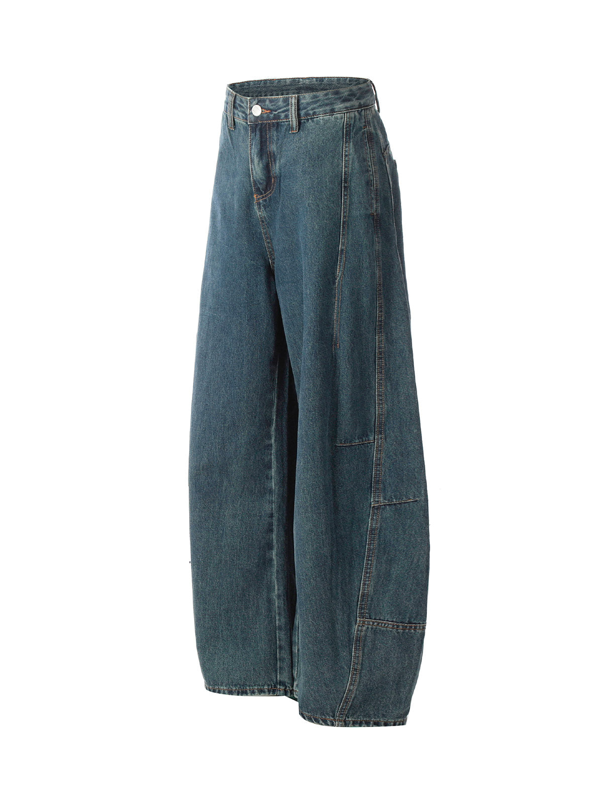 Washed Deconstructed Split Scimitar Baggy Jeans