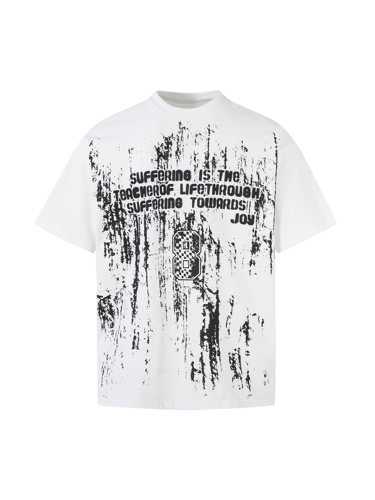 Retro Graffiti Lettering Short Sleeve T-shirt - 2341