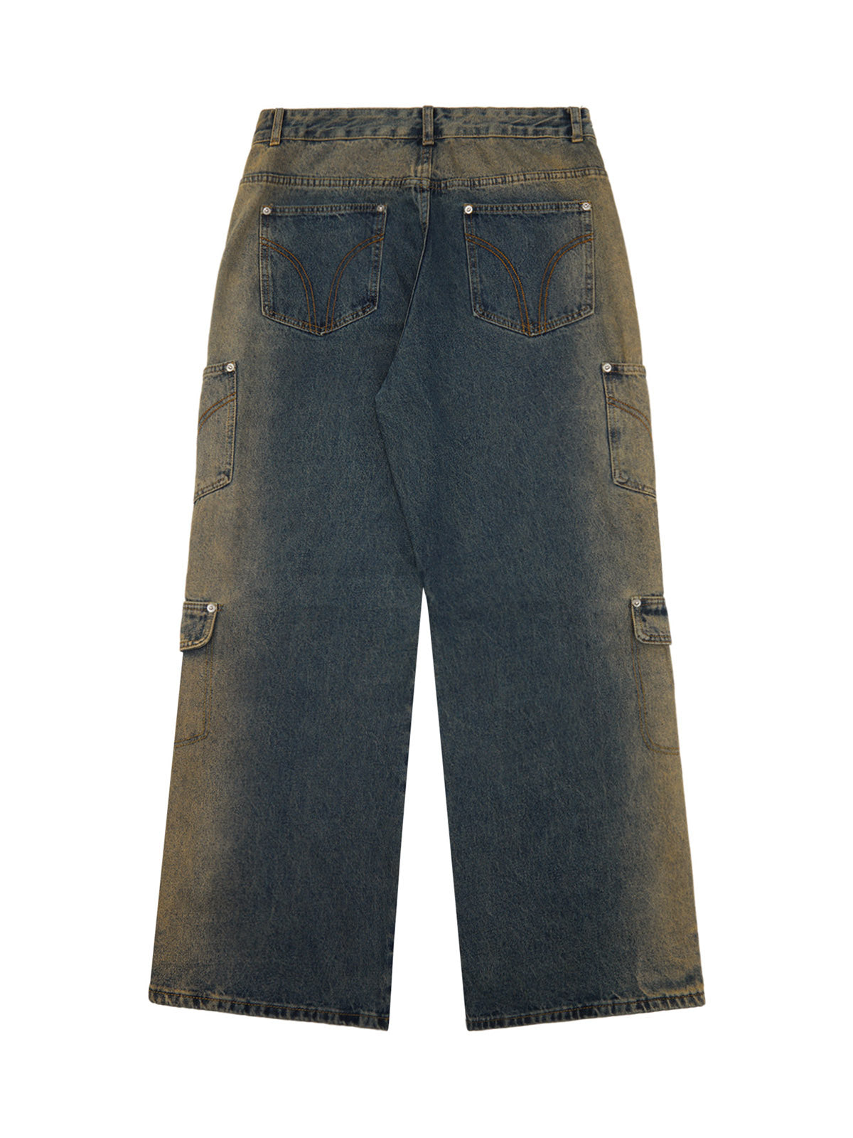 Thesupermade Multi-pocket Zipper Design Washed Hip-Hop Jeans - 2112