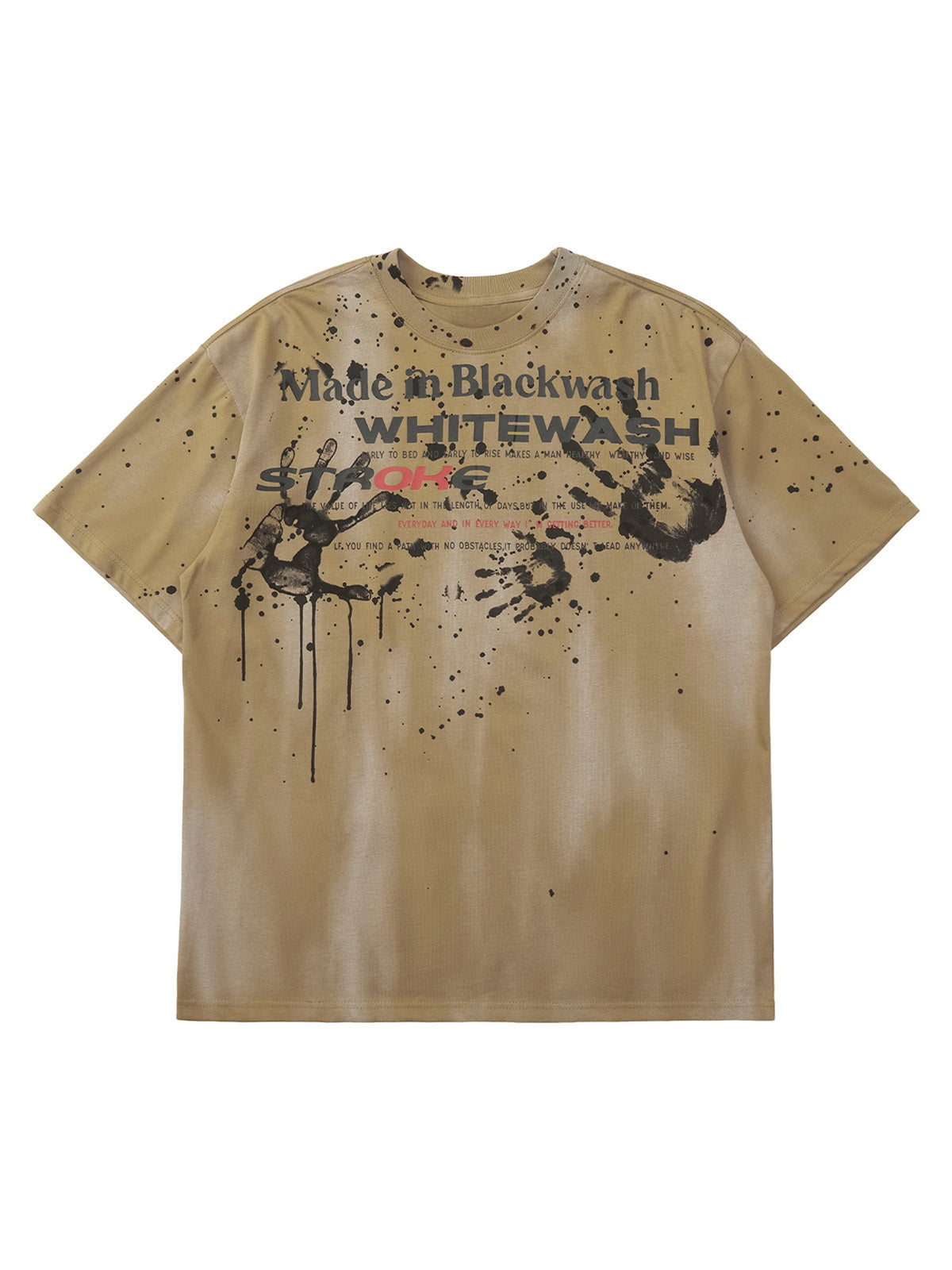 Thesupermade Retro Washed Ink Graffiti Street Rap T-Shirt