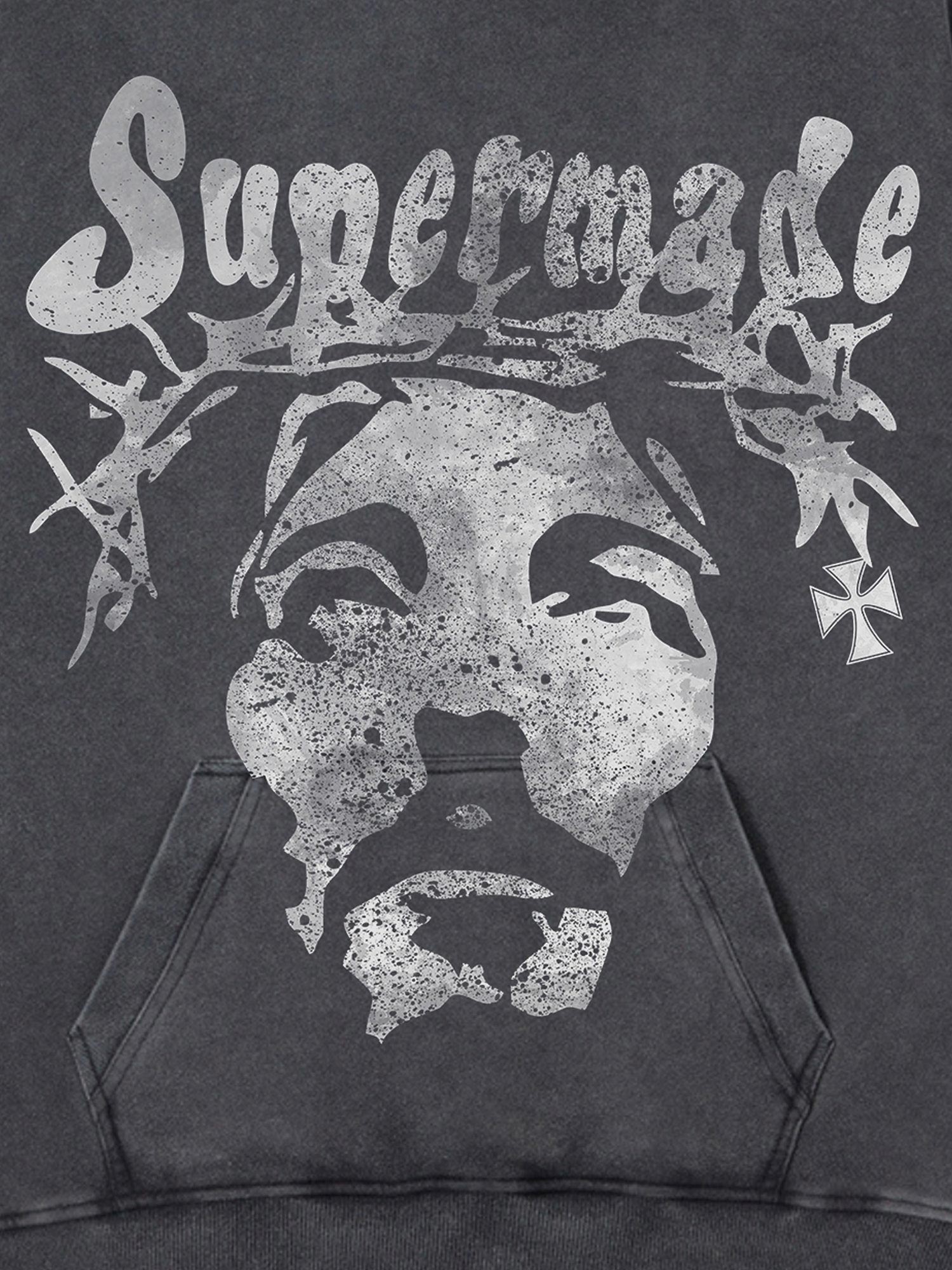 Thesupermade Heavy Duty Washed Jesus Graphic Hoodie - 1973