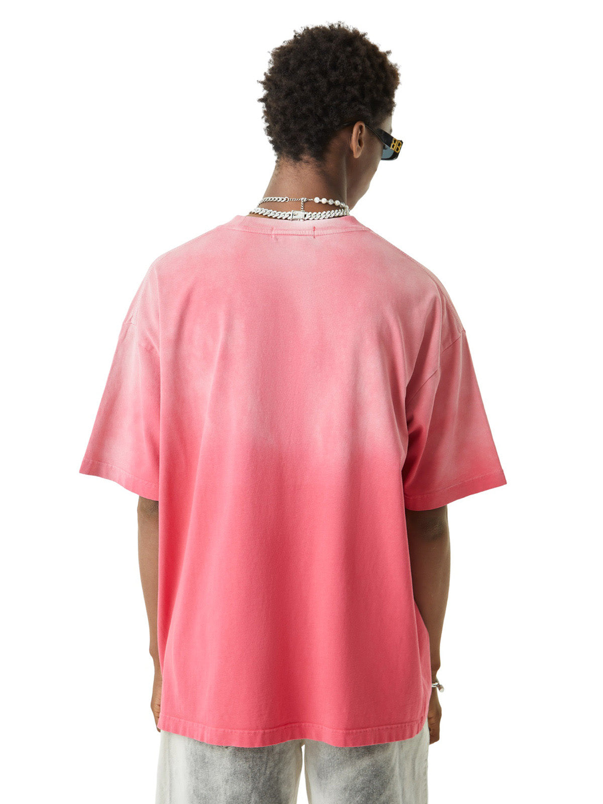 Thesupermade Tie-dye Gradient Rivet Street Rap T-shirt