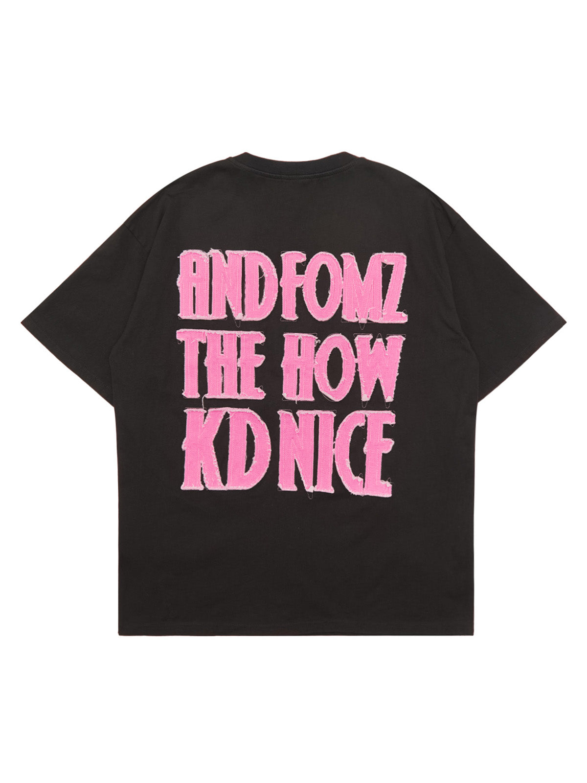 Thesupermade Pink Letter Applique Street Rap T-shirt - 2145