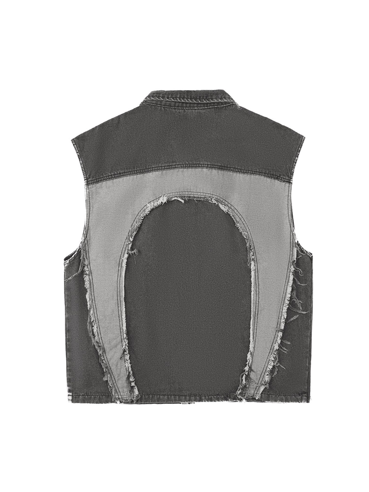 Thesupermade Contrast Denim Heart Stitching Street Rap Vest - 2062