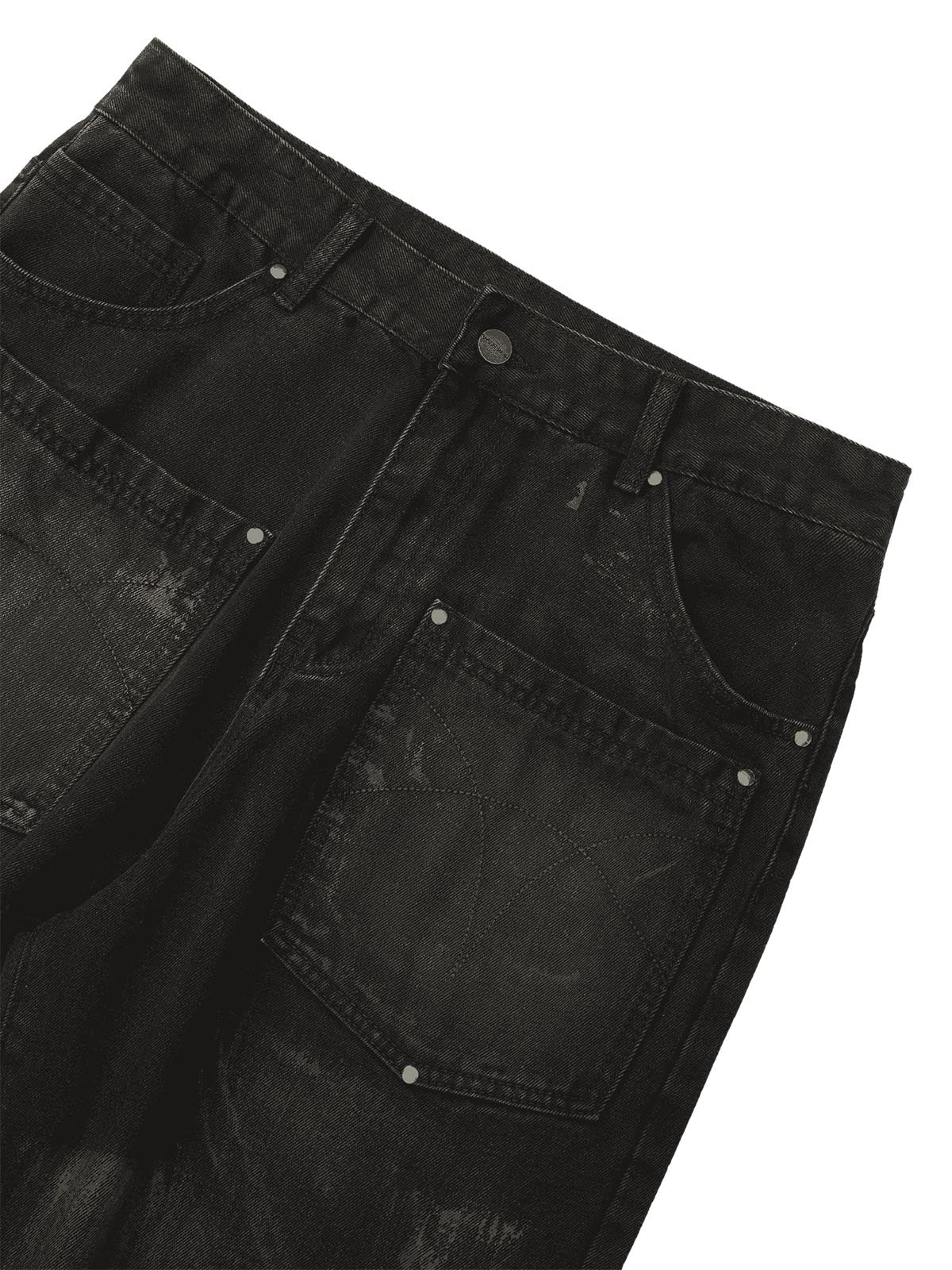 Thesupermade Retro Washed Reverse Design Hip-Hop Jeans