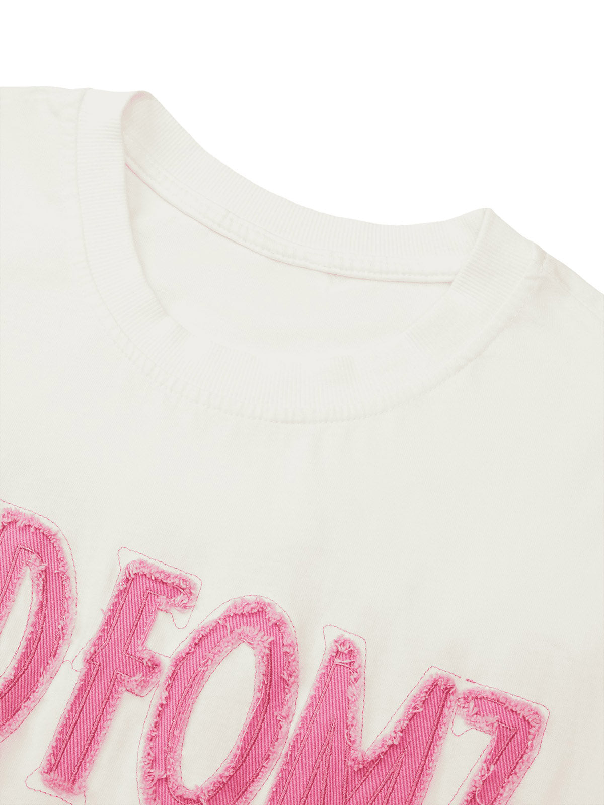 Thesupermade Pink Letter Applique Street Rap T-shirt - 2145