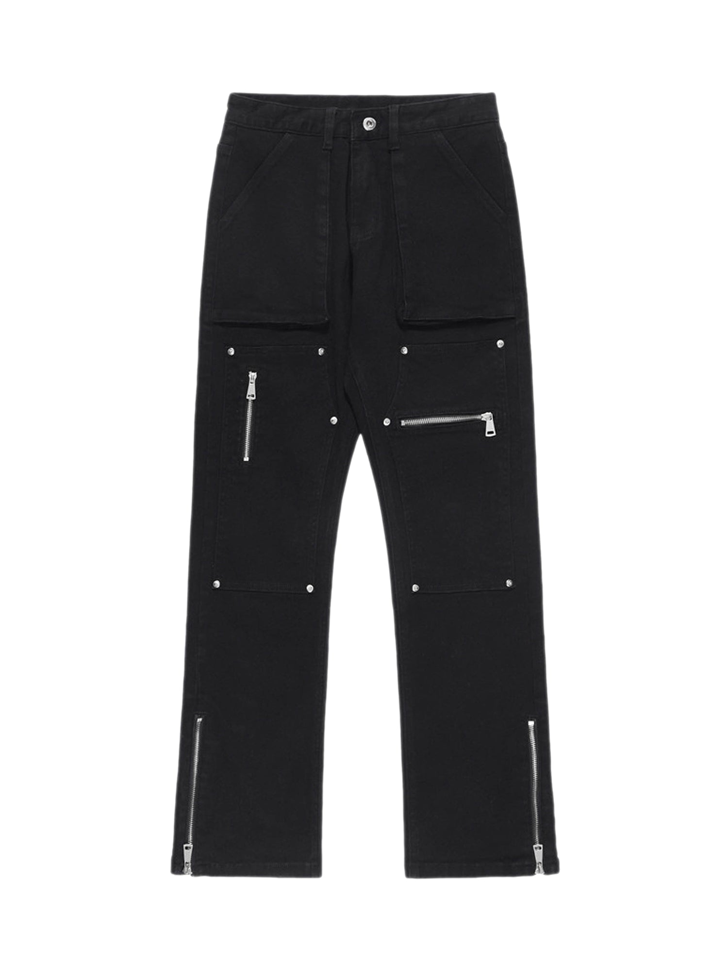 Thesupermade High Street Zipper Patchwork Pocket Denim Pants