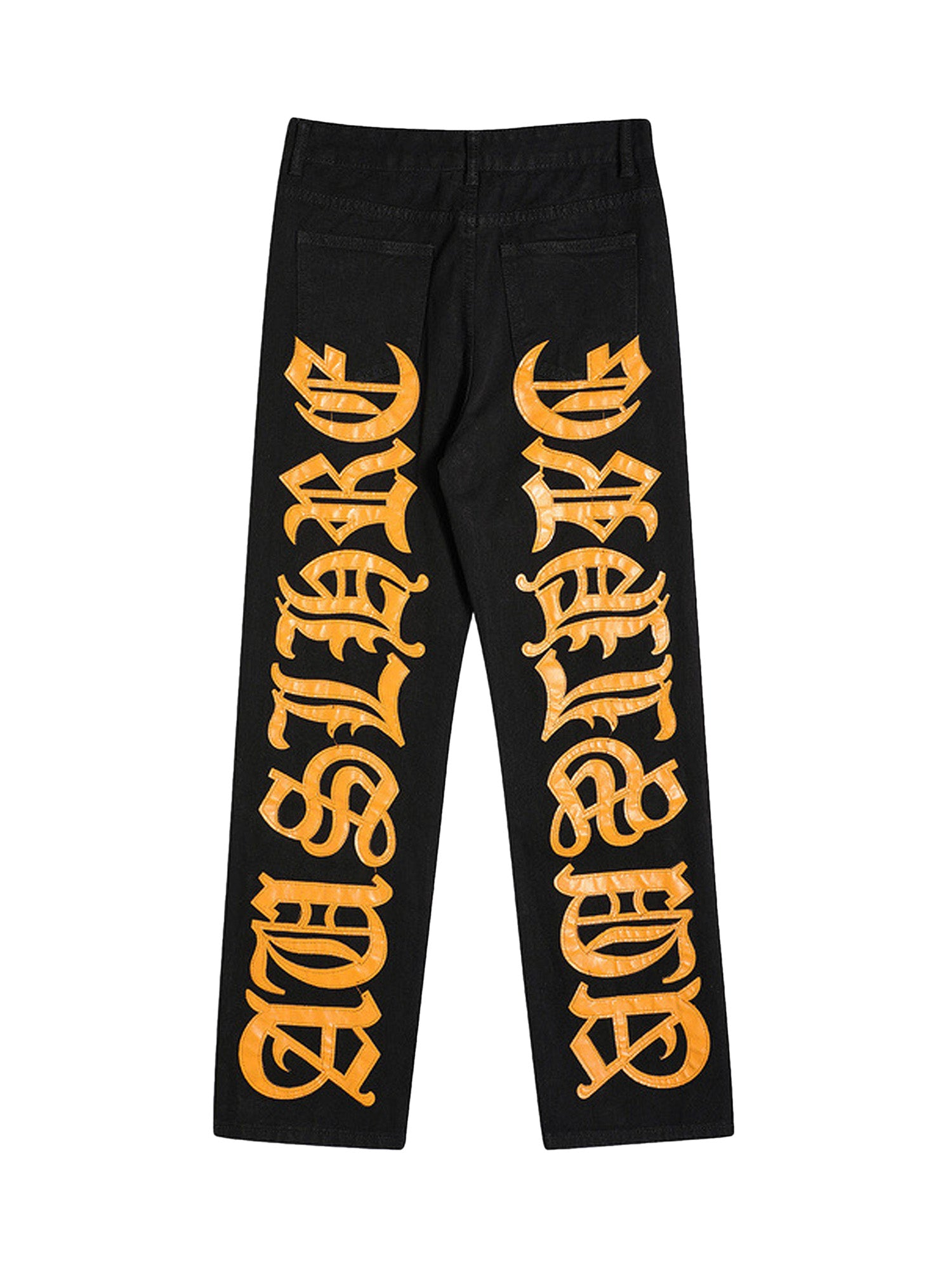 Thesupermade Burning Text Embroidered Letters Jeans -1478