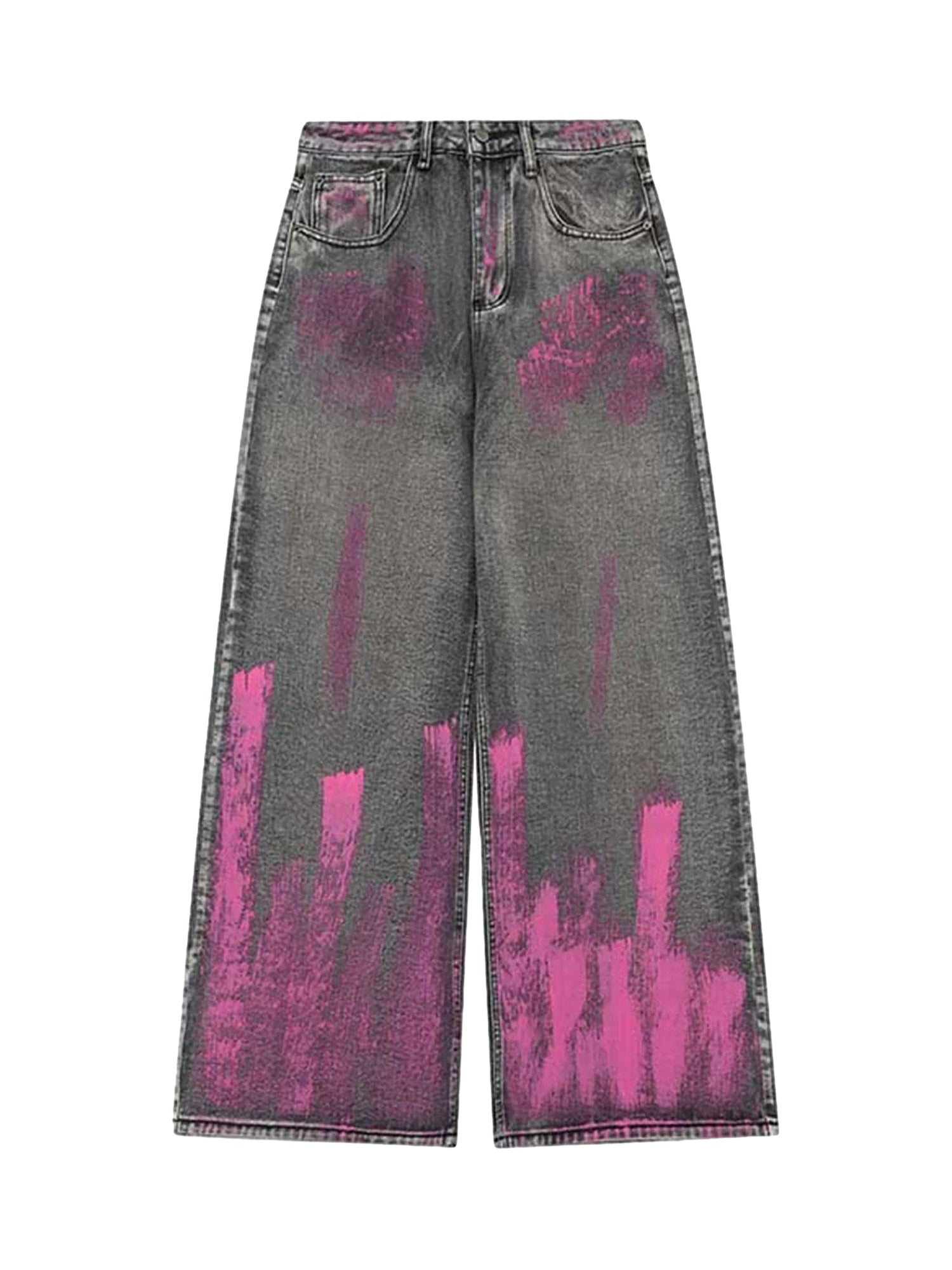 Thesupermade Graffiti Airbrushed Washed And Distressed Jeans - 1886