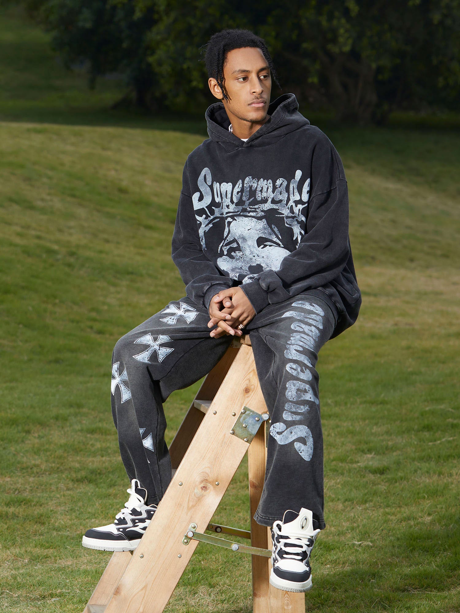 Thesupermade Heavy Duty Washed Jesus Graphic Hoodie - 1973