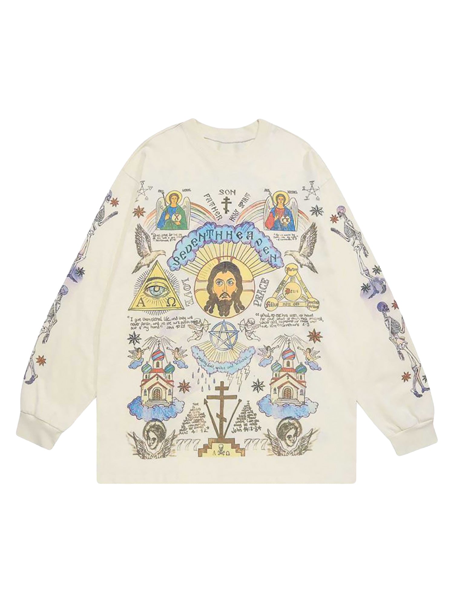 Thesupermade American High Street Graffiti Long Sleeve T-Shirt