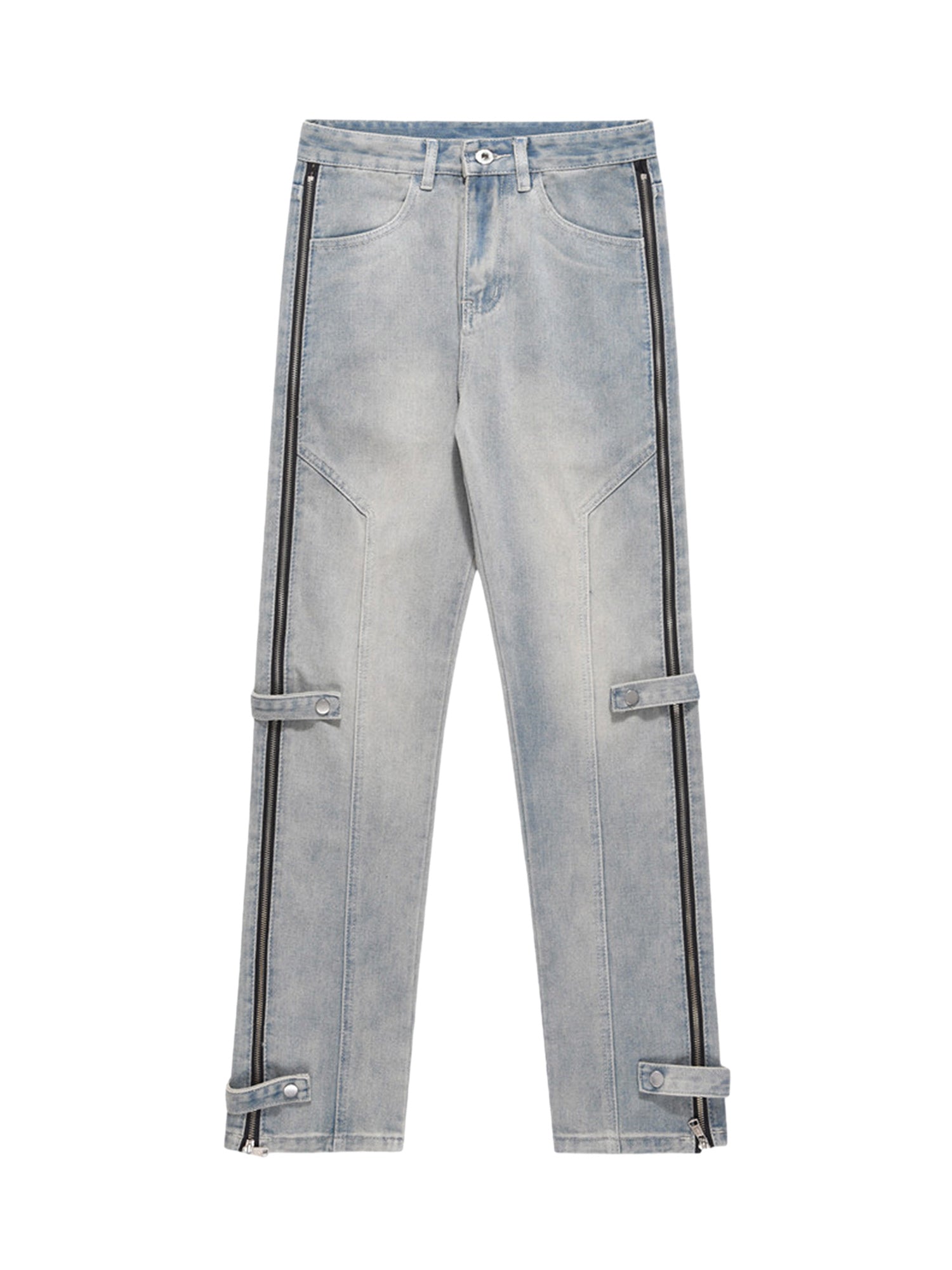 Thesupermade High Street Hip-hop Zipper Straight Jeans