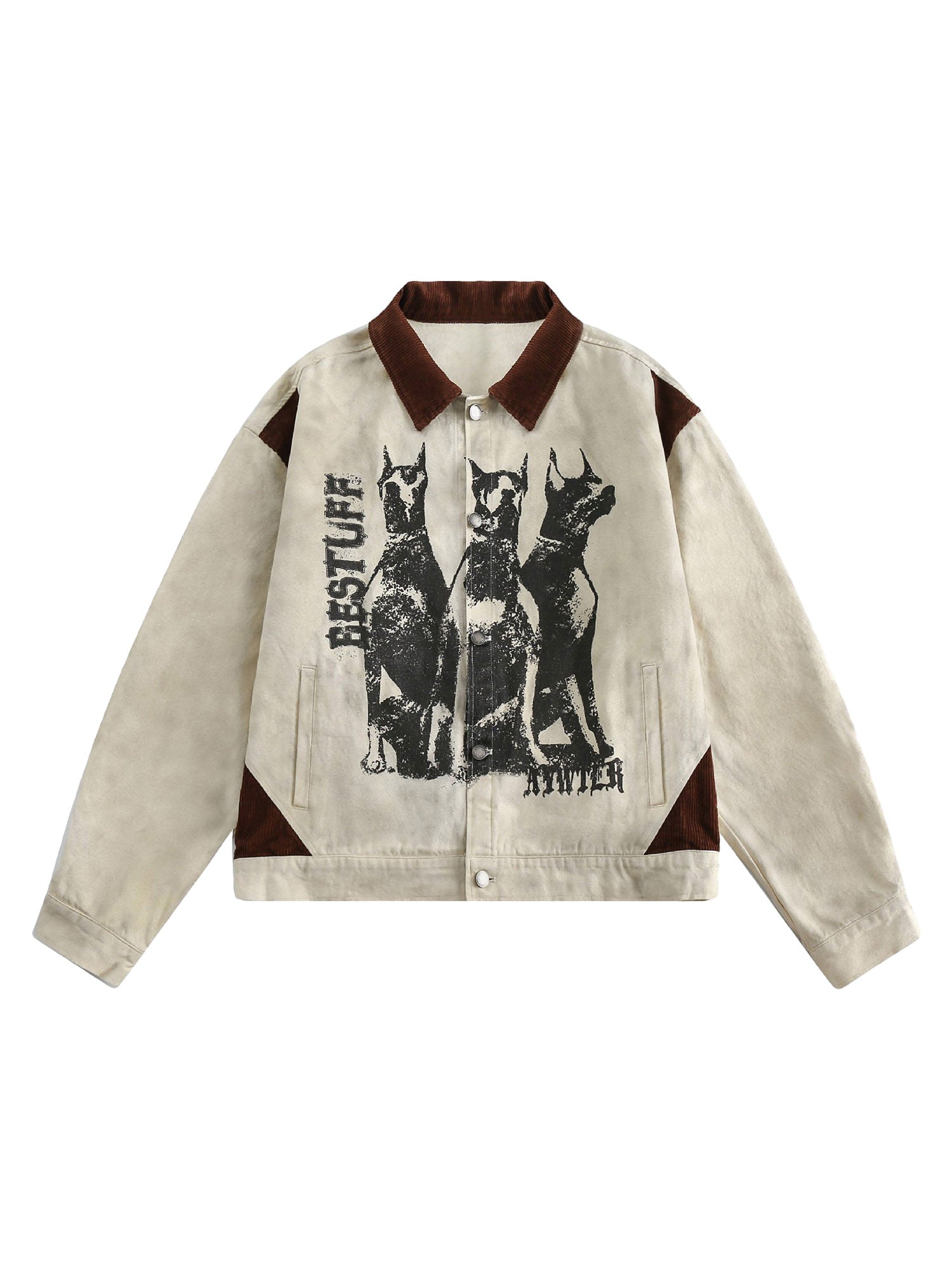 Thesupermade Retro Washed Distressed Graffiti Patchwork Jacket - 1986