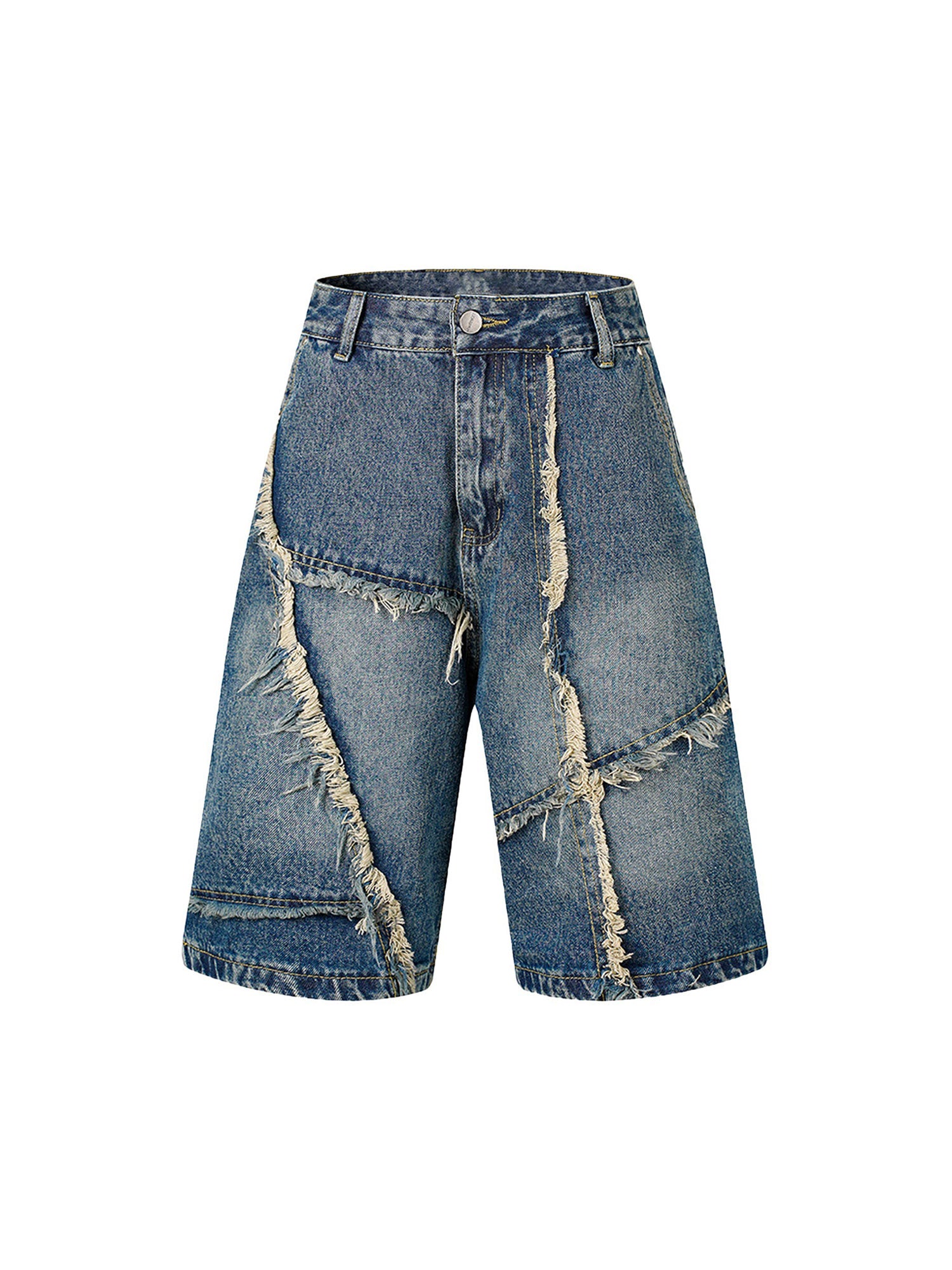 Thesupermade High Street Trend Irregular Beard Denim Shorts