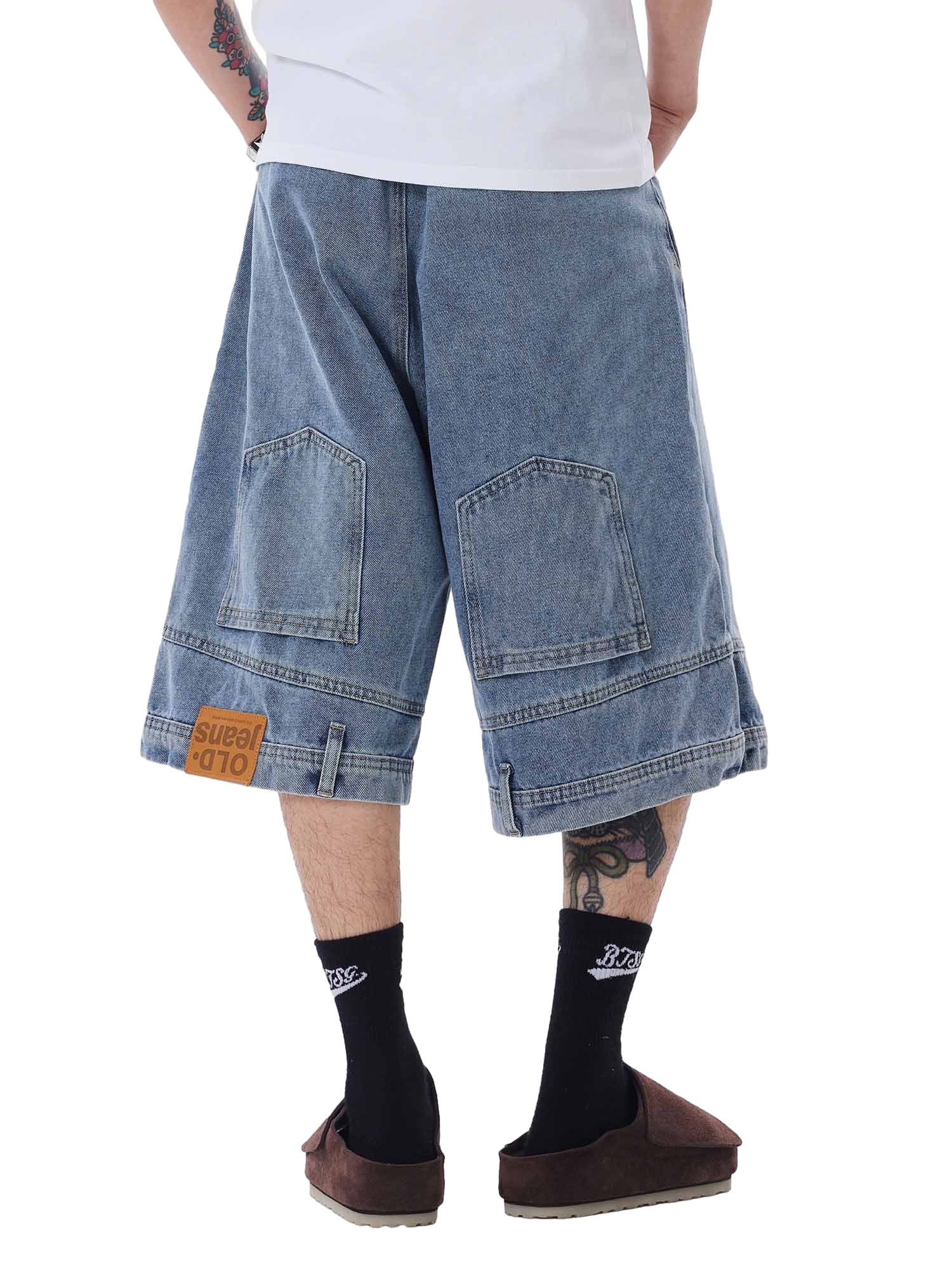 Retro Reverse Design Washed Denim Jorts | Thesupermade®