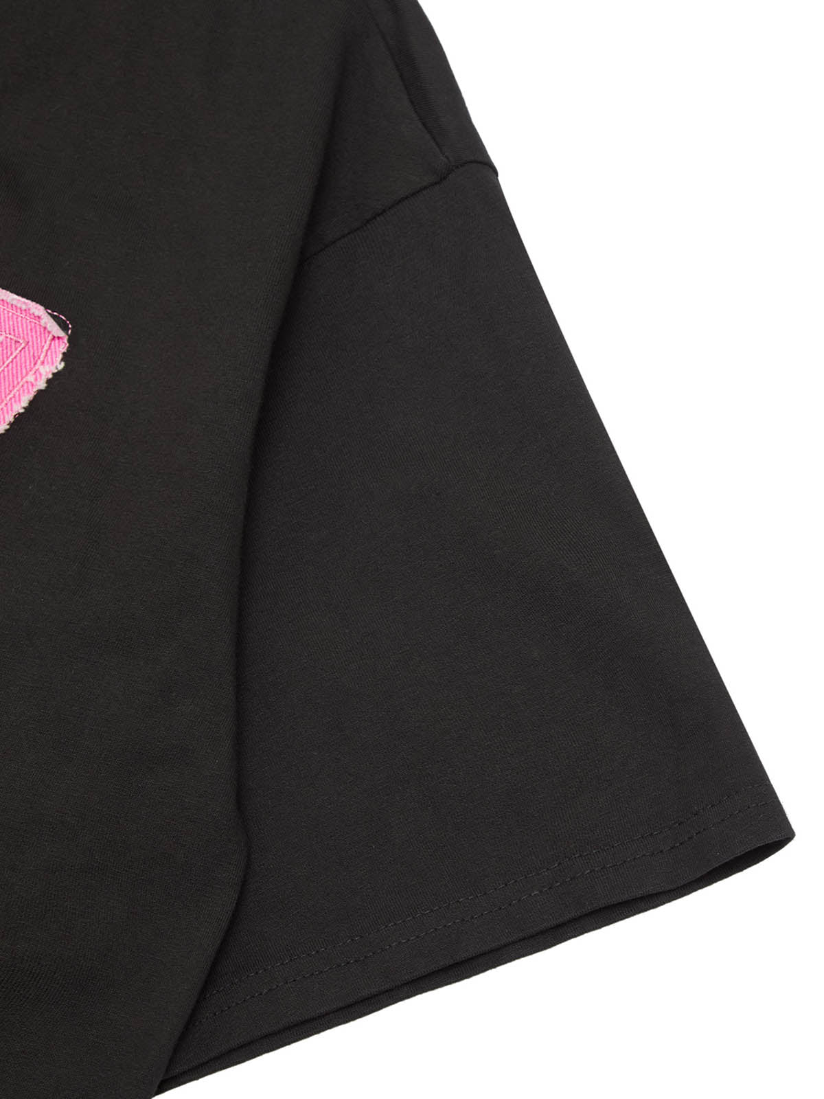 Thesupermade Pink Letter Applique Street Rap T-shirt - 2145