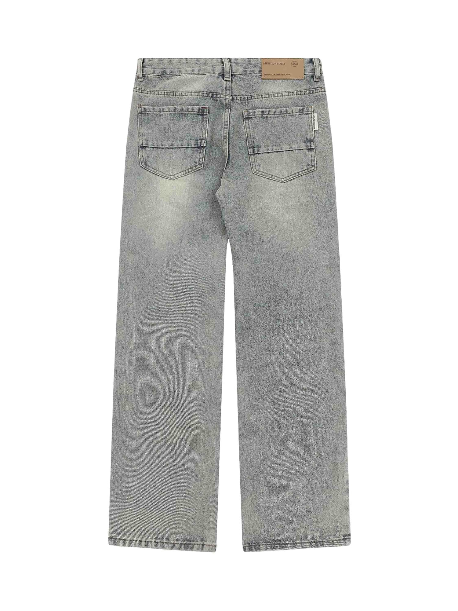 High Street Washed And Torn Work Pockets Denim Pants- 1646