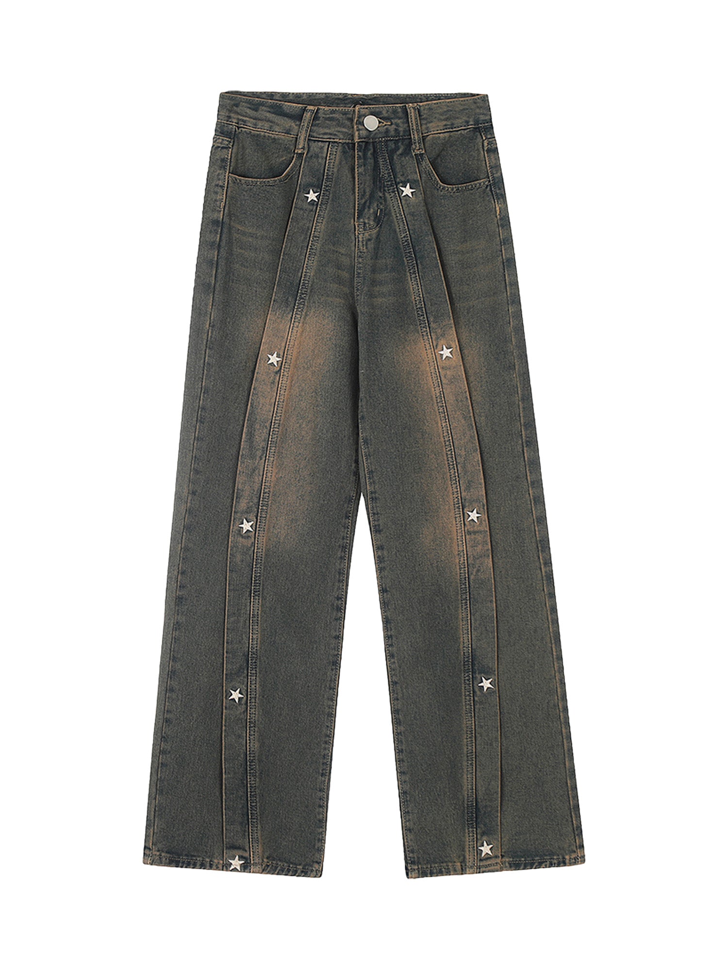 Thesupermade American Retro Spray-painted Star Embroidered Jeans