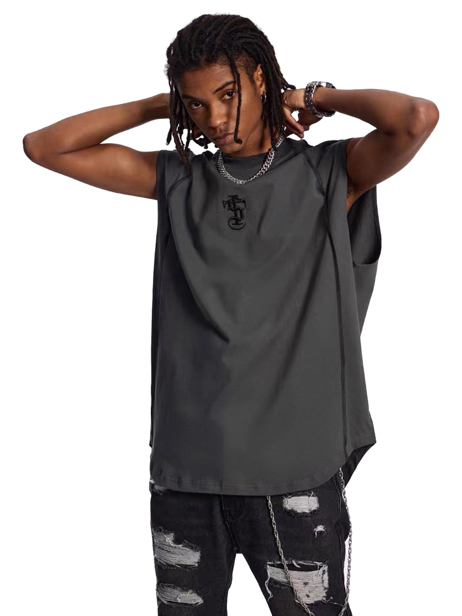 High Street Hip-Hop Hemmed Patchwork Vest