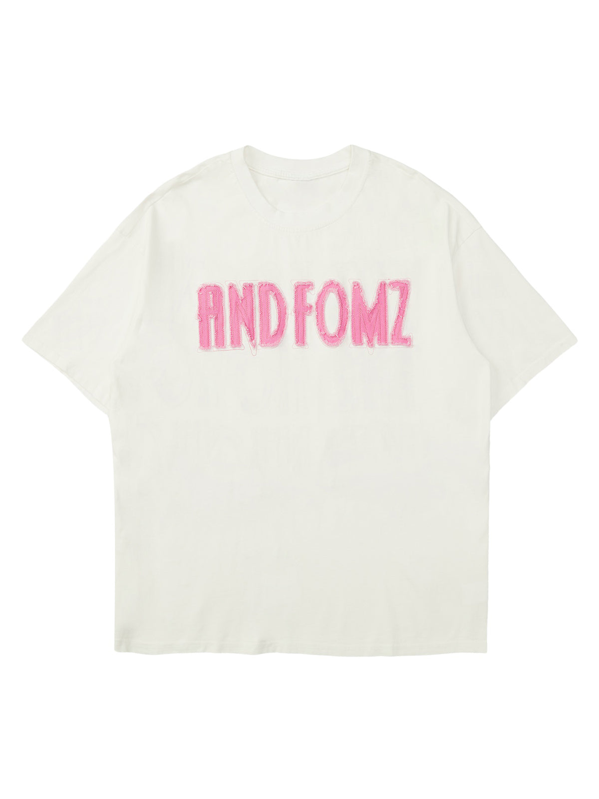 Thesupermade Pink Letter Applique Street Rap T-shirt - 2145