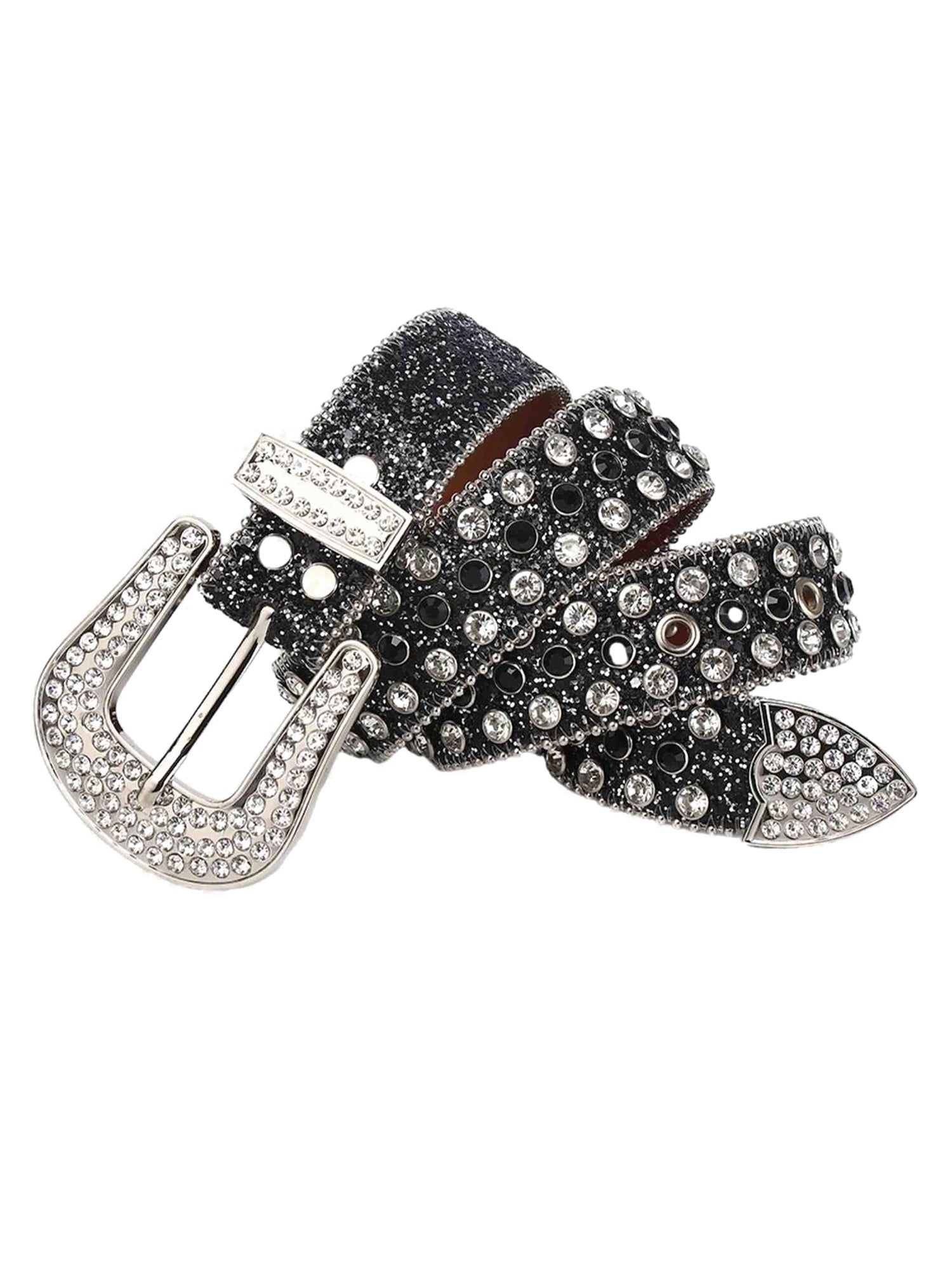 Thesupermade Studded Rhinestone Hip Hop Belt - 1691