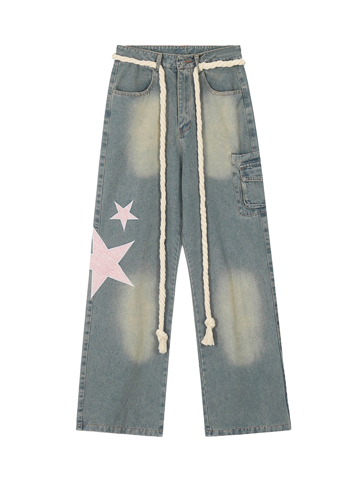 Thesupermade Pentagram Embroidered Loose Straight Leg Pants