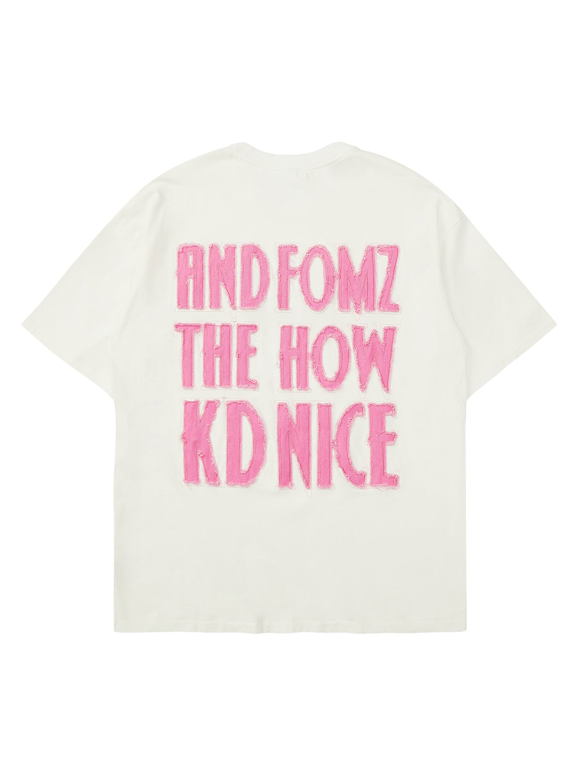 Thesupermade Pink Letter Applique Street Rap T-shirt - 2145