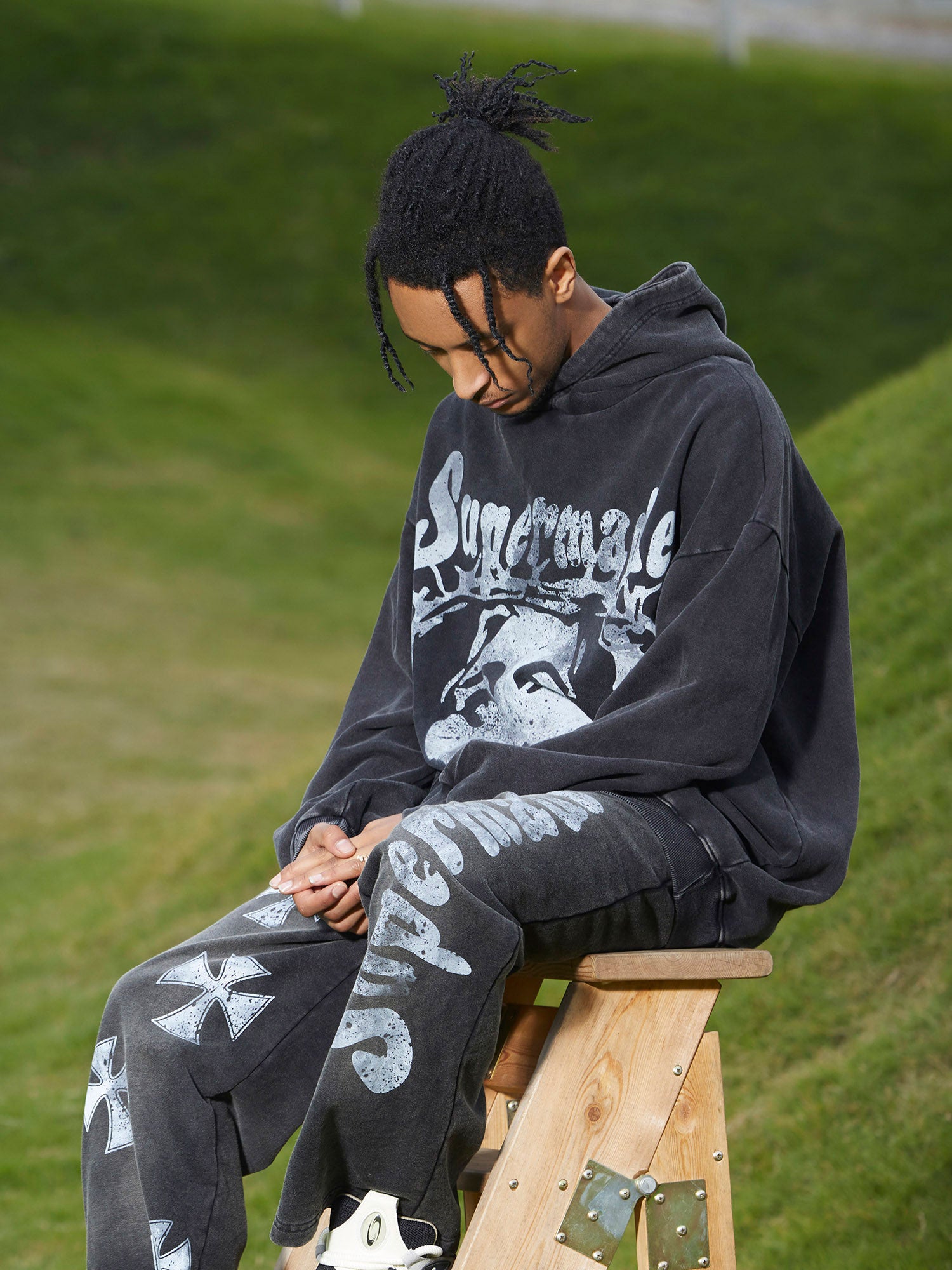 Thesupermade Heavy Duty Washed Jesus Graphic Hoodie - 1973