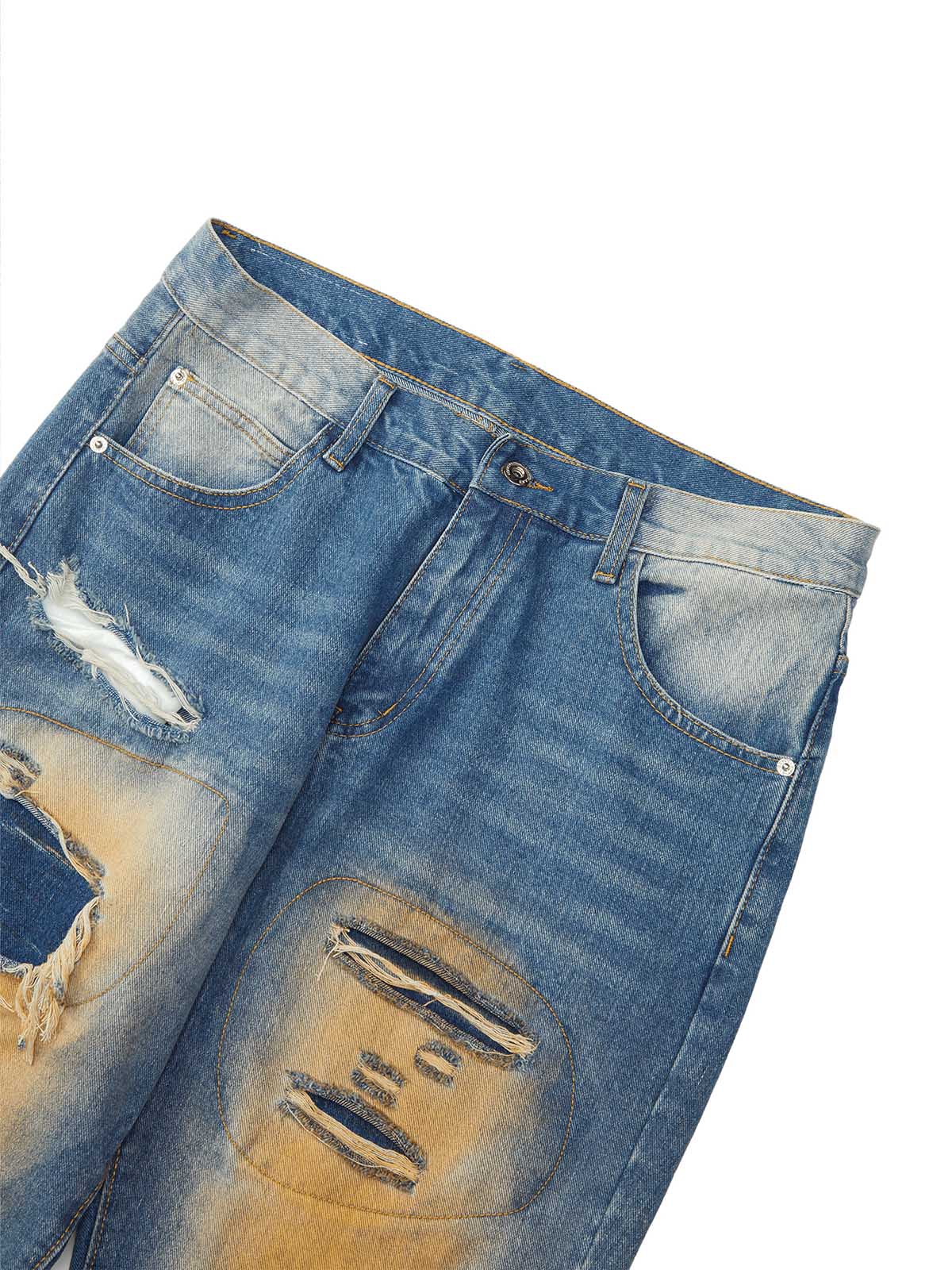 Thesupermade High Street Washed Spray Paint Ripped Jeans