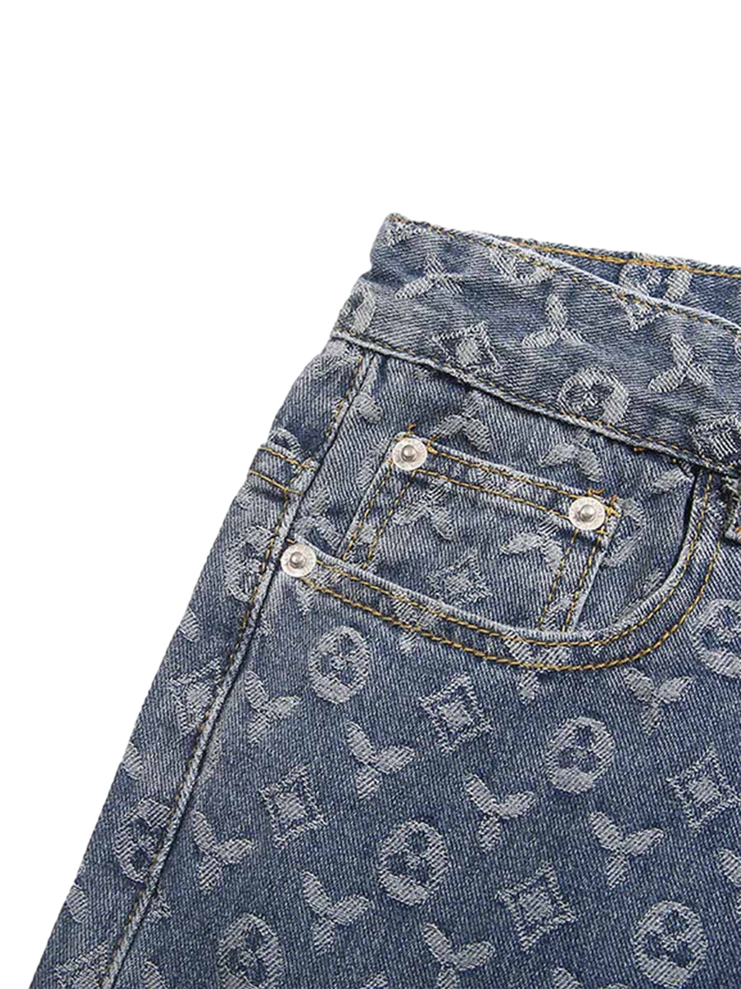 Thesupermade Jacquard Baggy Denim Jeans-1532