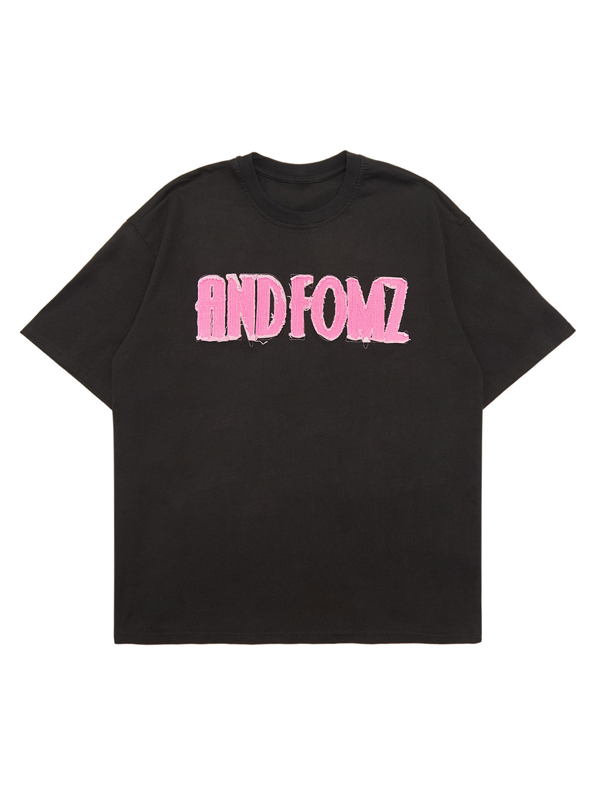 Thesupermade Pink Letter Applique Street Rap T-shirt - 2145