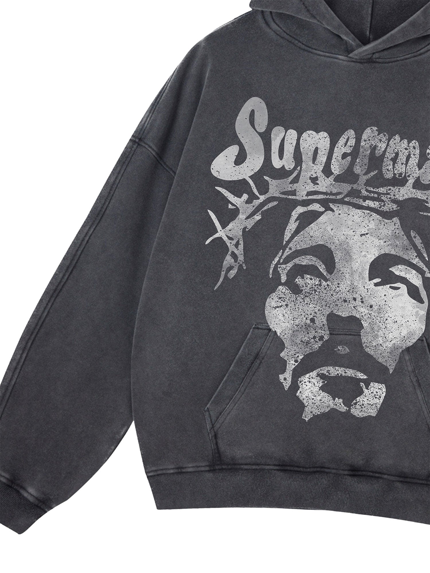 Thesupermade Heavy Duty Washed Jesus Graphic Hoodie - 1973