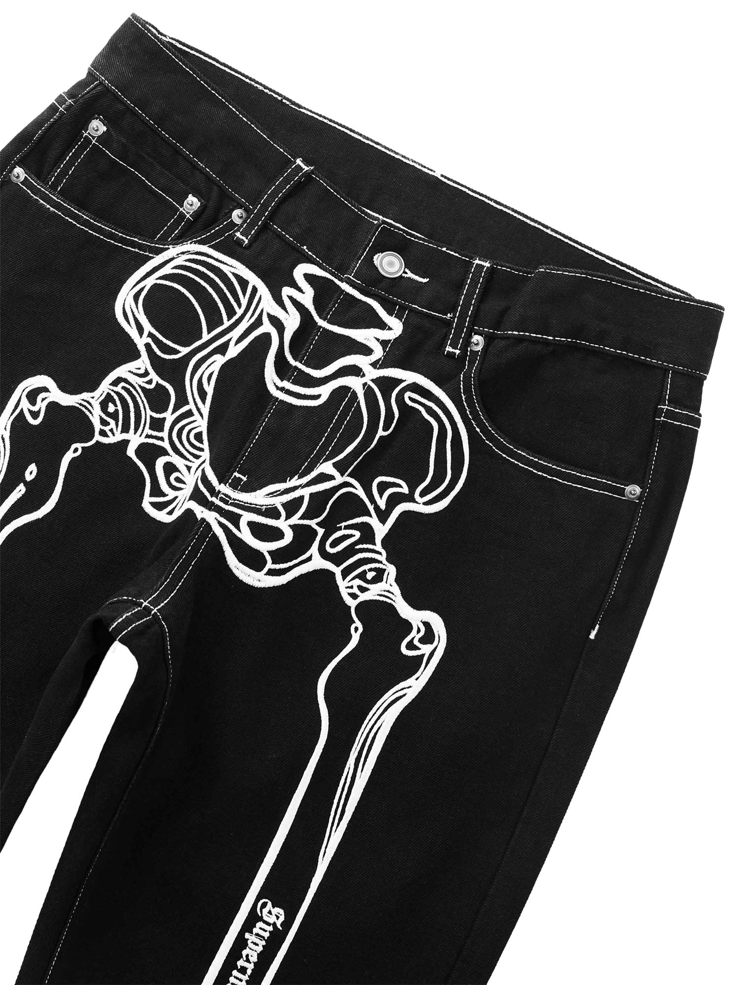 Thesupermade Hip Hop Bones Embroidered Jeans - 1859