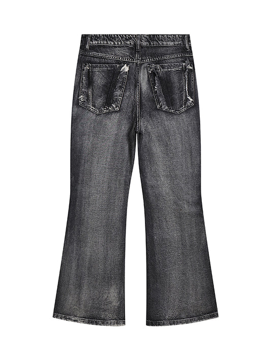 Retro Multi-Pull Washed Distressed Tassel Jeans - 2097