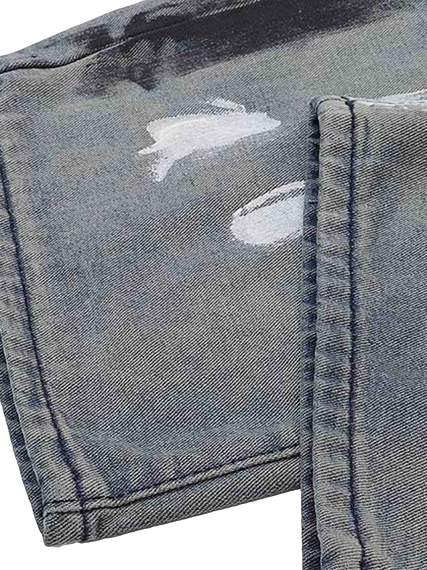 Thesupermade Vintage Ink Splash Washed And Distressed Jeans