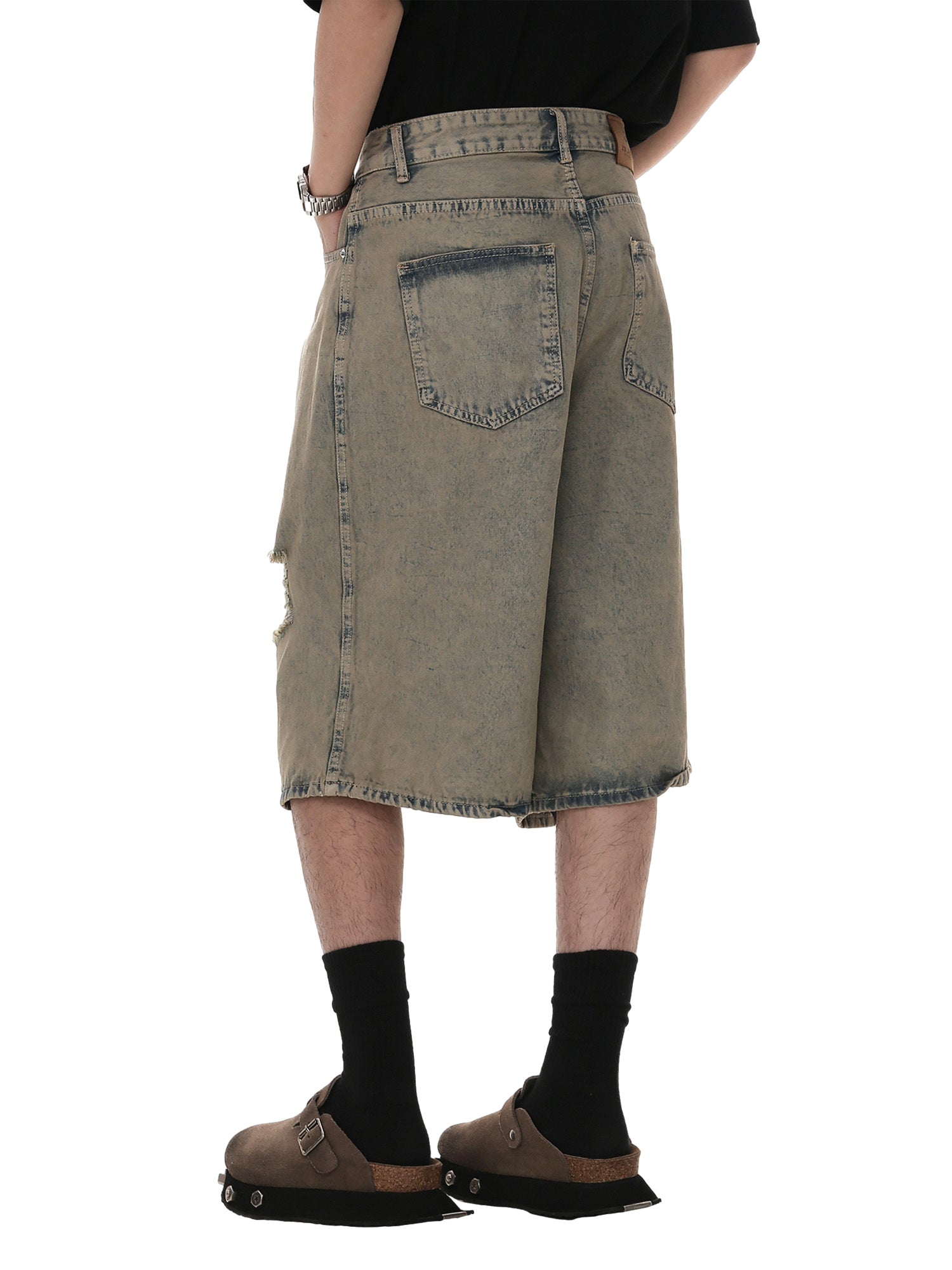 Thesupermade Wasteland Style Ripped And Dirty Denim Jort - 2118