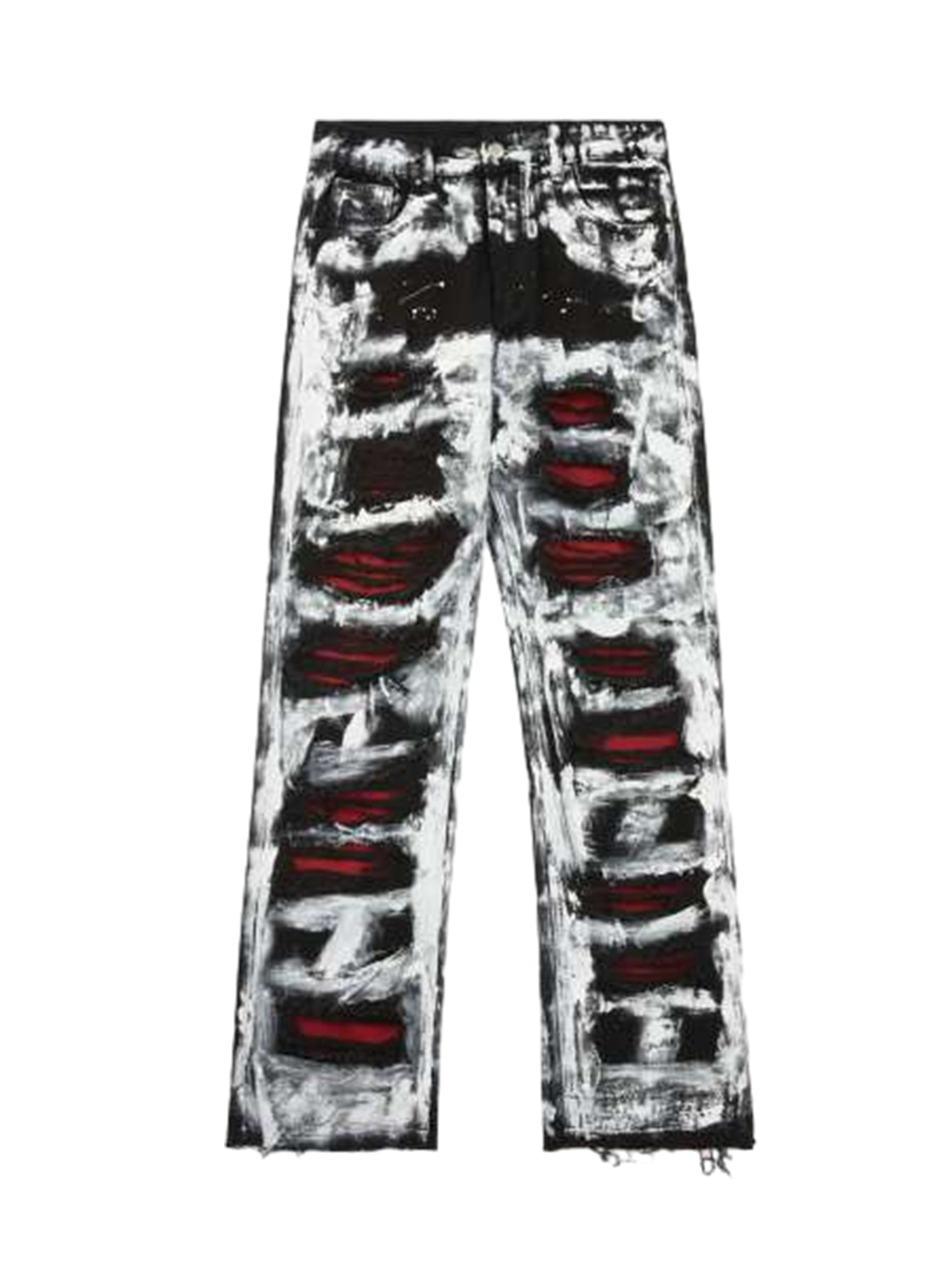 High Street Ripped Graffiti Contrasting Jeans - 1995