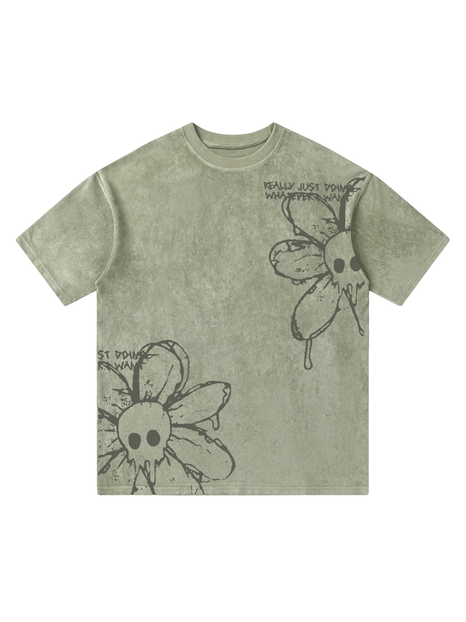 American Retro Creative Skull Flower T-shirt - 2039