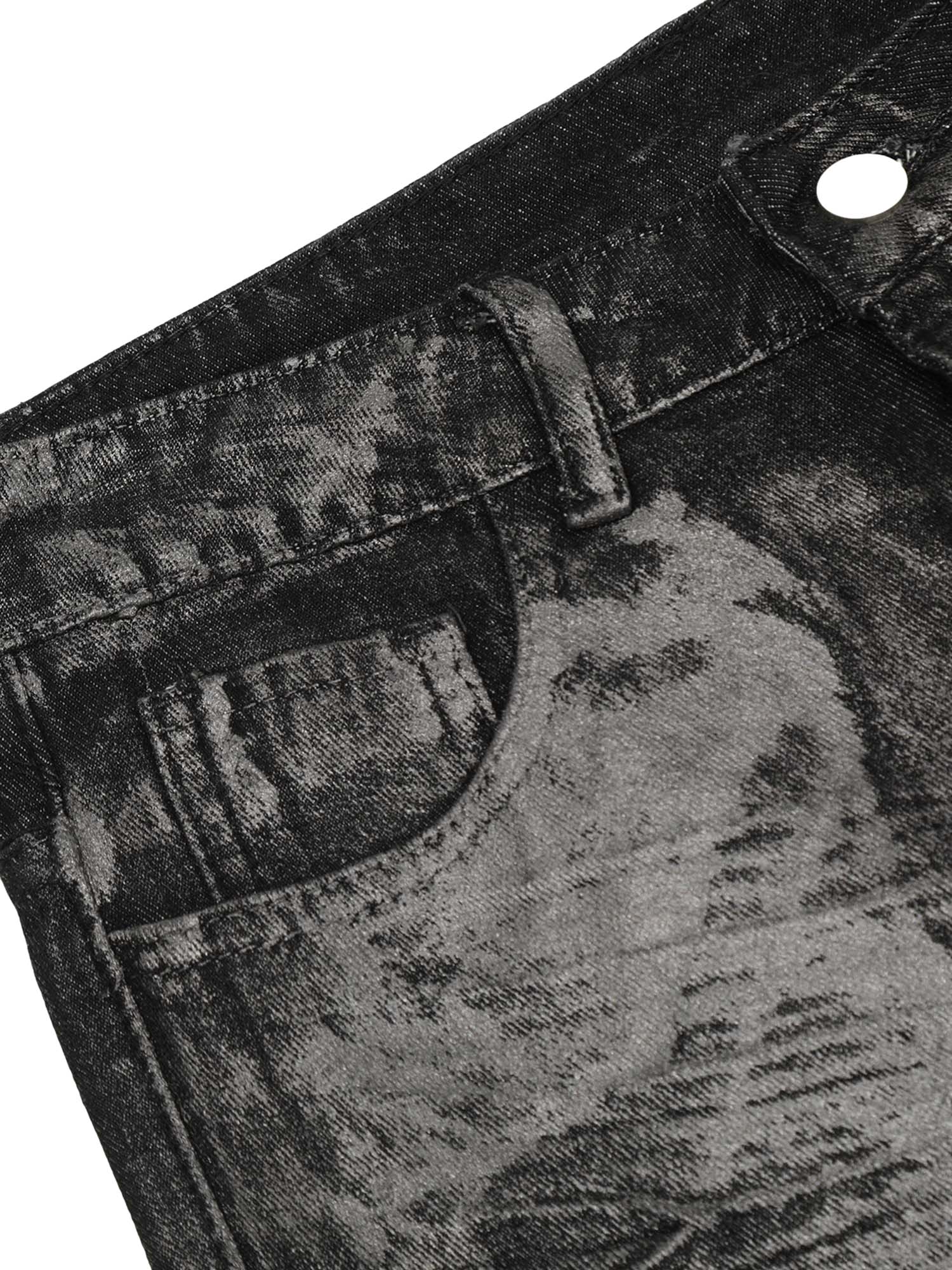 Thesupermade Heavy Washed Ink Splash Graffiti Hip-Hop Jeans