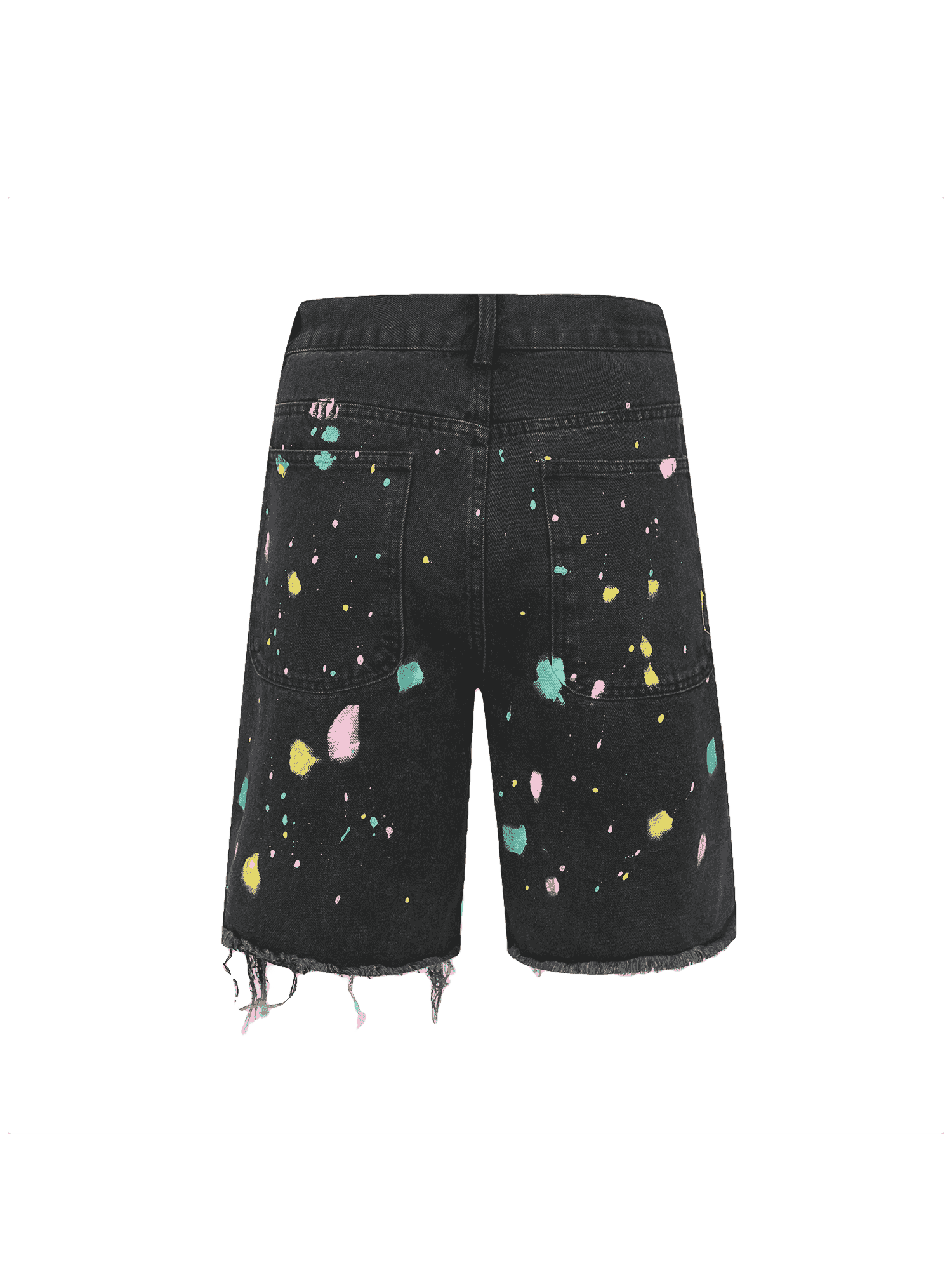 American Street Patch Flower Embroidered Cat Whiskers Denim Shorts- 2032