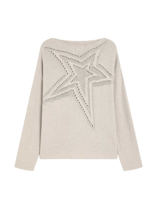 Thesupermade Star Cutout Boatneck Sweater