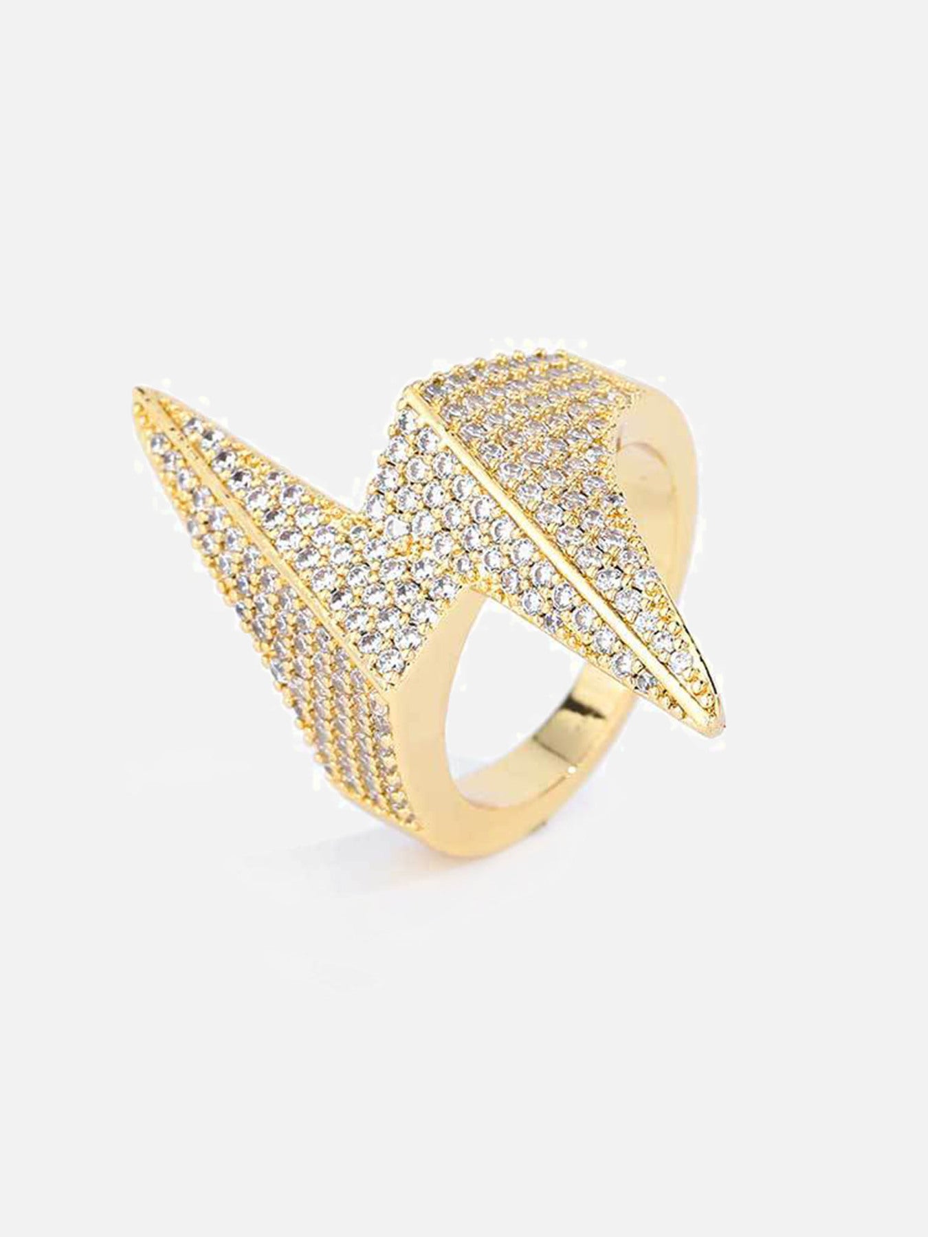 Thesupermade Diamond-shaped Lightning Bolt Zirconia Ring