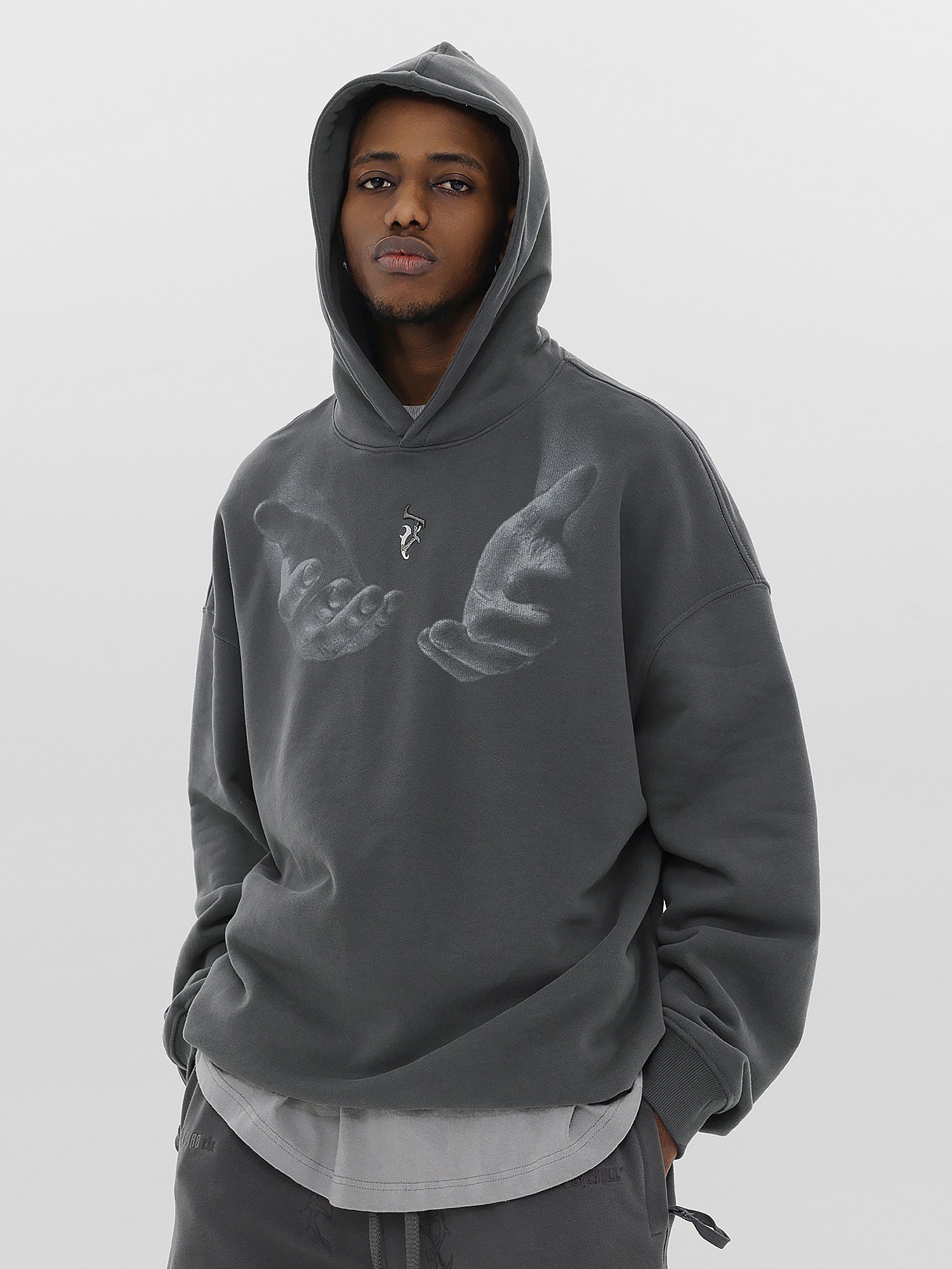 Thesupermade Monogram Embroidered Hand Print Hoodie - 1876