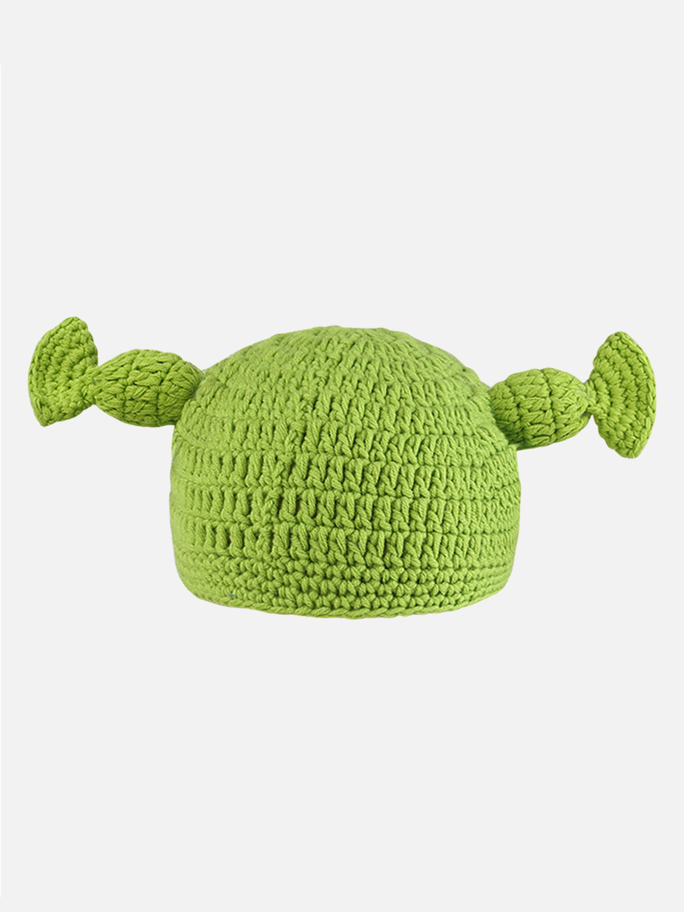 Thesupermade Fashion Fun Hand Knitting Green Cartoon Head Cover Knitte